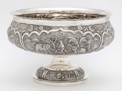 Late 19th Century Burmese/Myanmar Silver Pedestal-Based Bowl