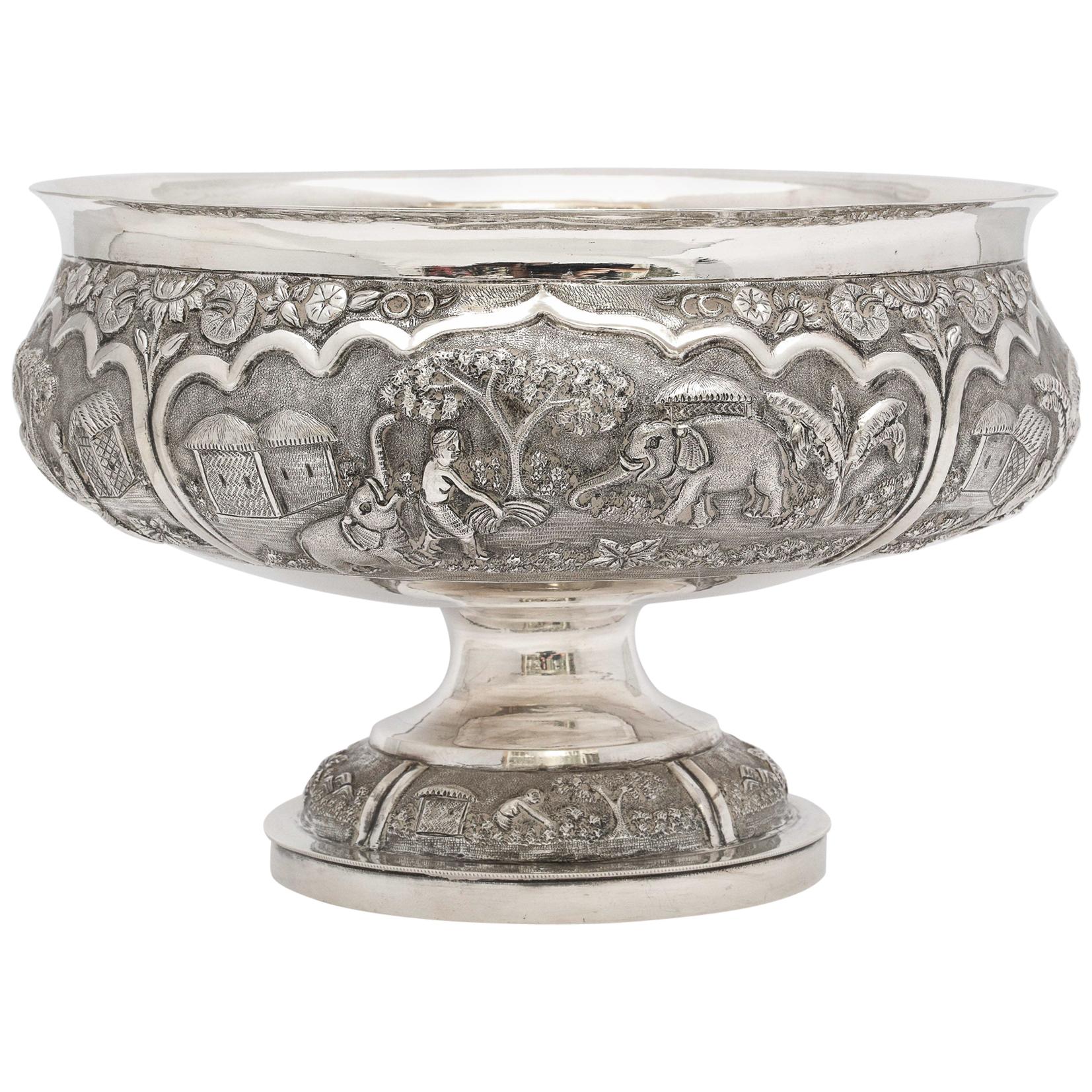Late 19th Century Burmese/Myanmar Silver Pedestal-Based Bowl