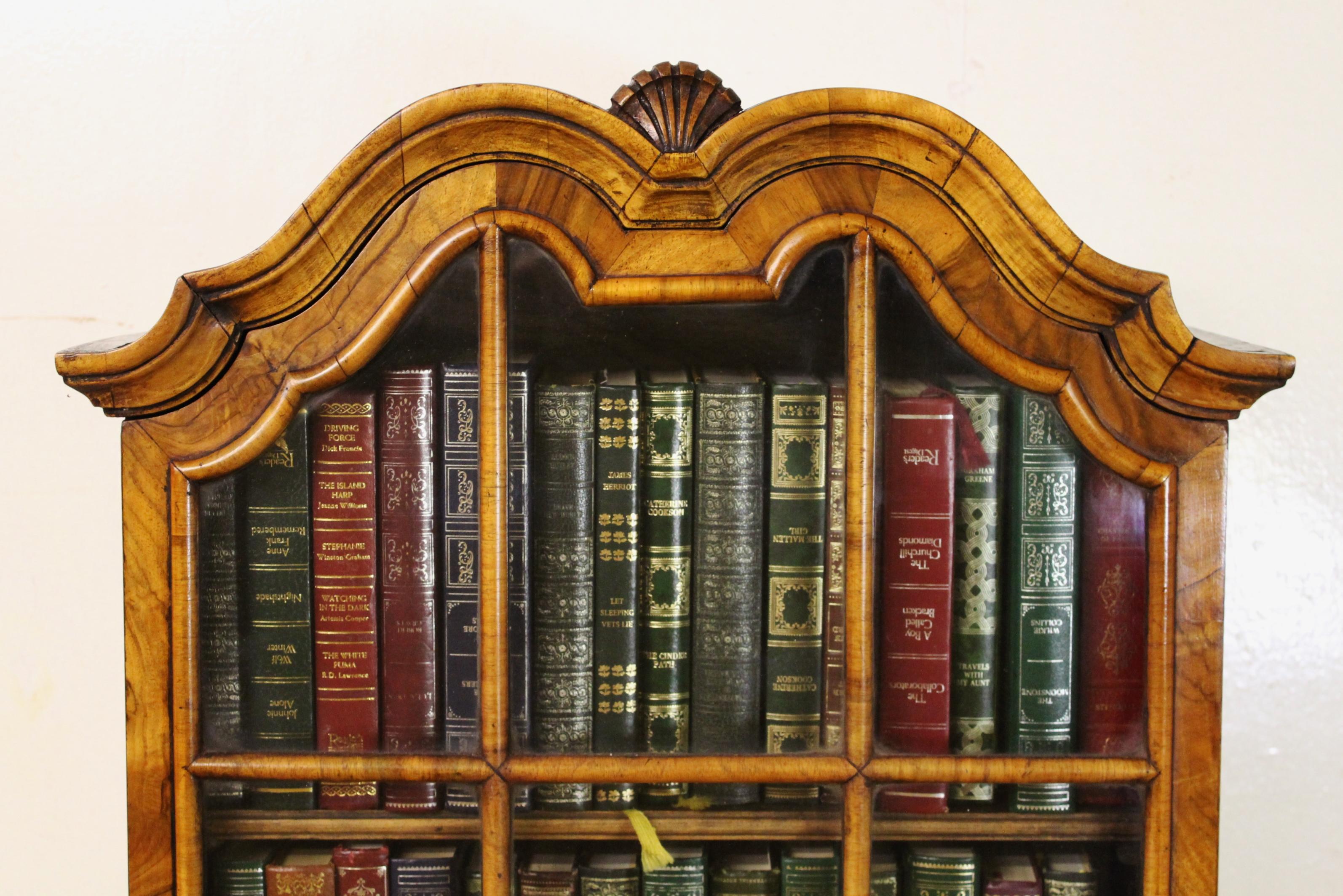 Late 19th Century Burr Walnut Queen Anne Style Bureau Bookcase For Sale 1