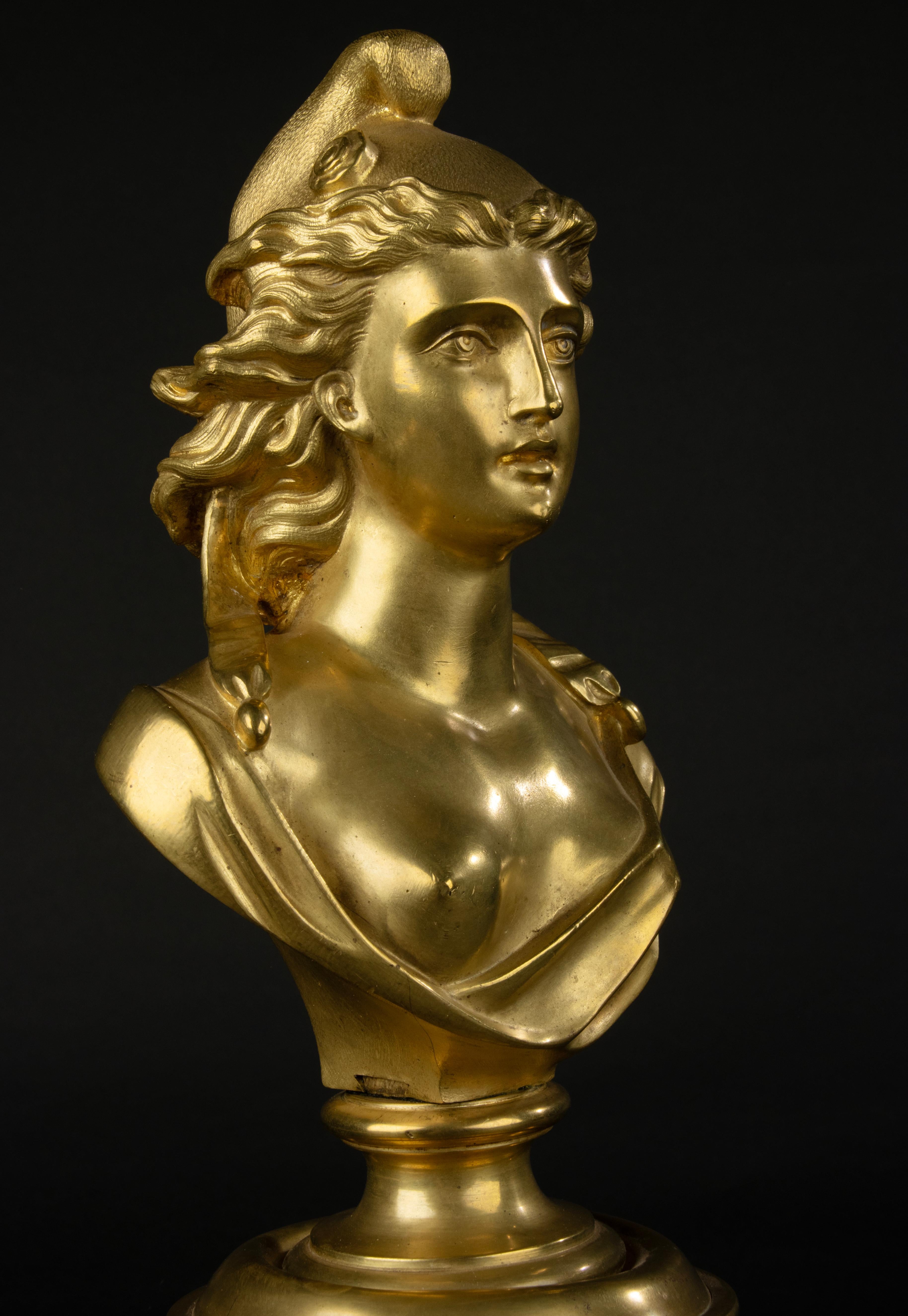 Fin du 19e siècle  Buste de Marianne - Bronze doré à l'or fin en vente 6