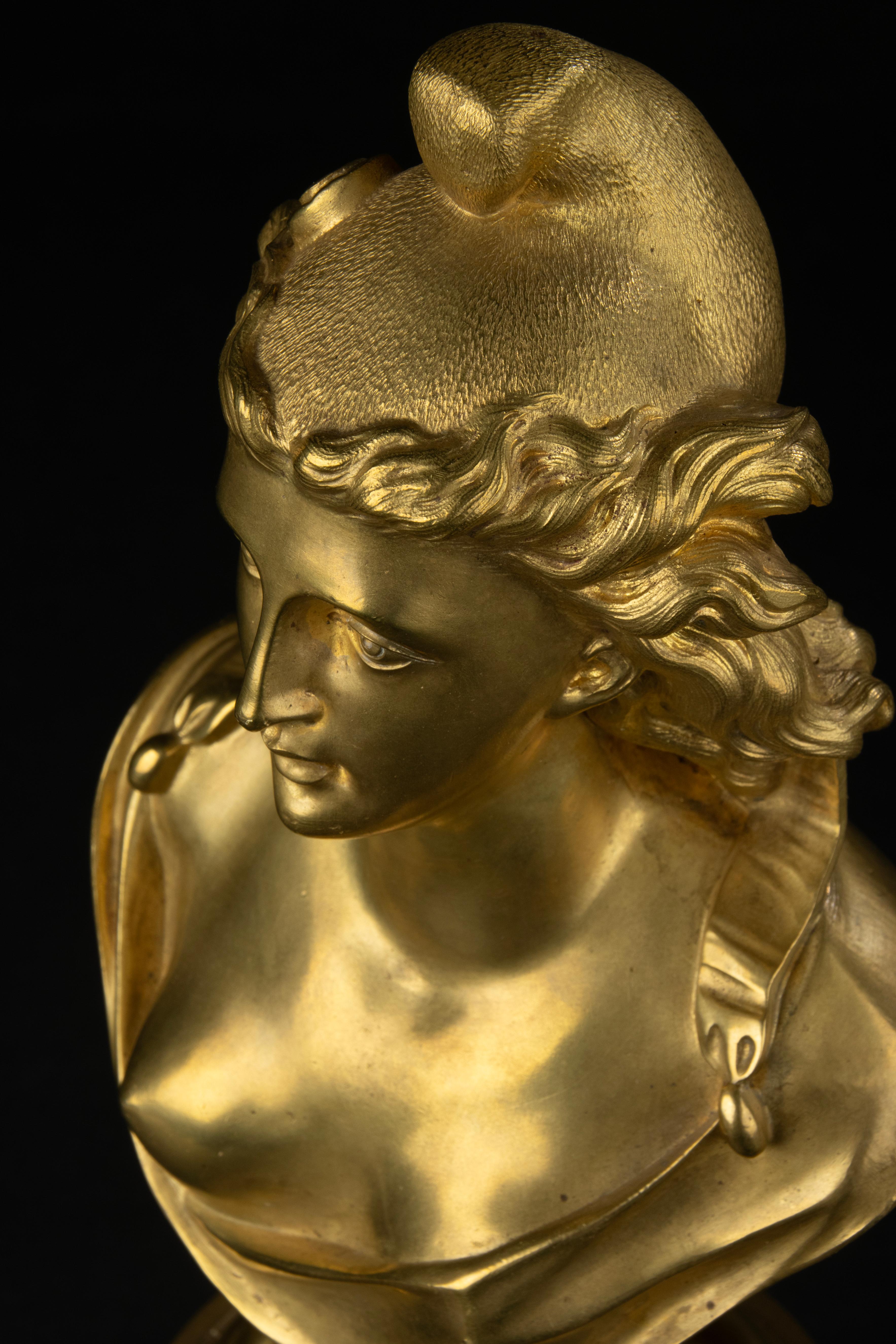 Fin du 19e siècle  Buste de Marianne - Bronze doré à l'or fin en vente 10