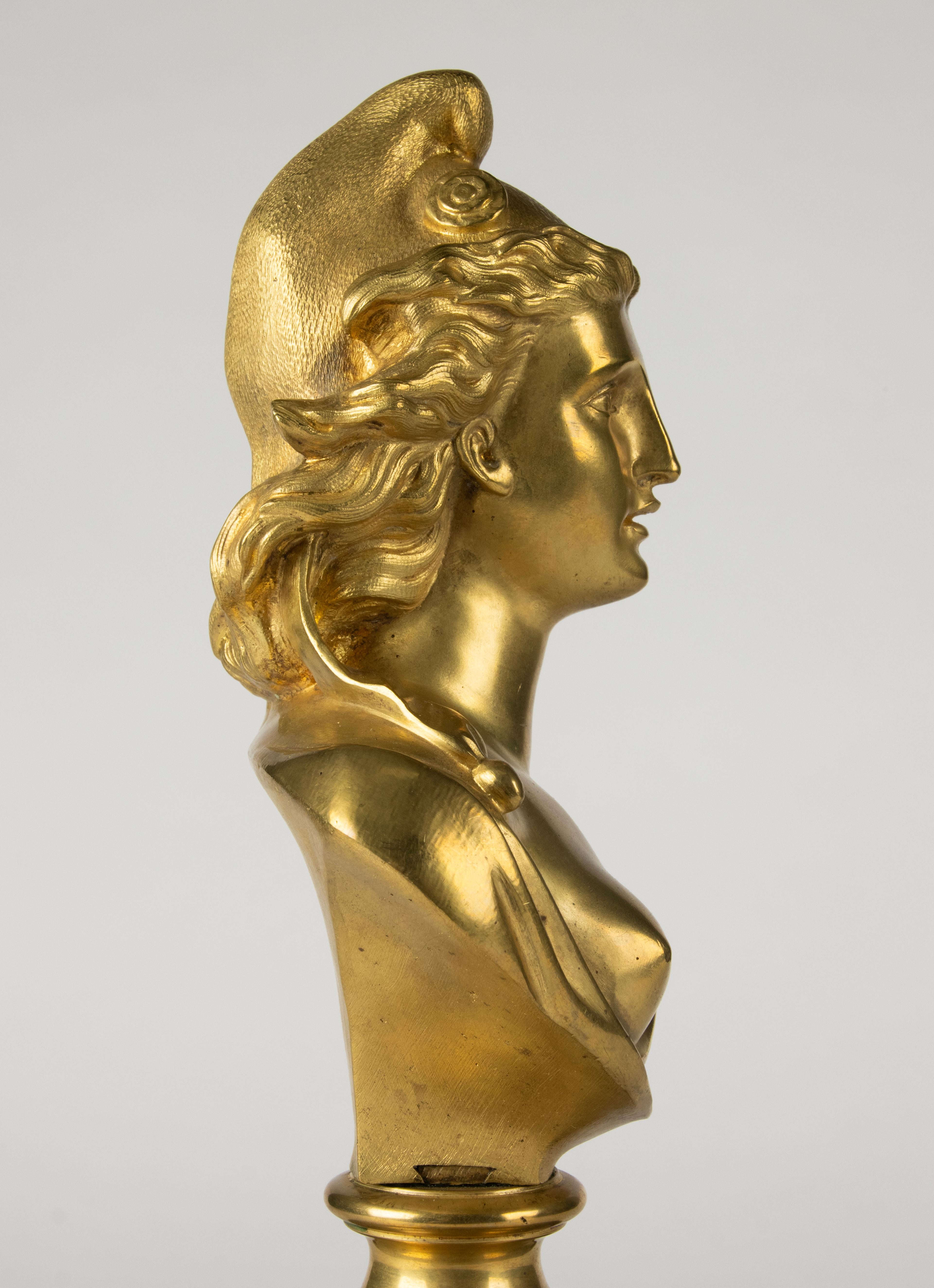 Napoléon III Fin du 19e siècle  Buste de Marianne - Bronze doré à l'or fin en vente