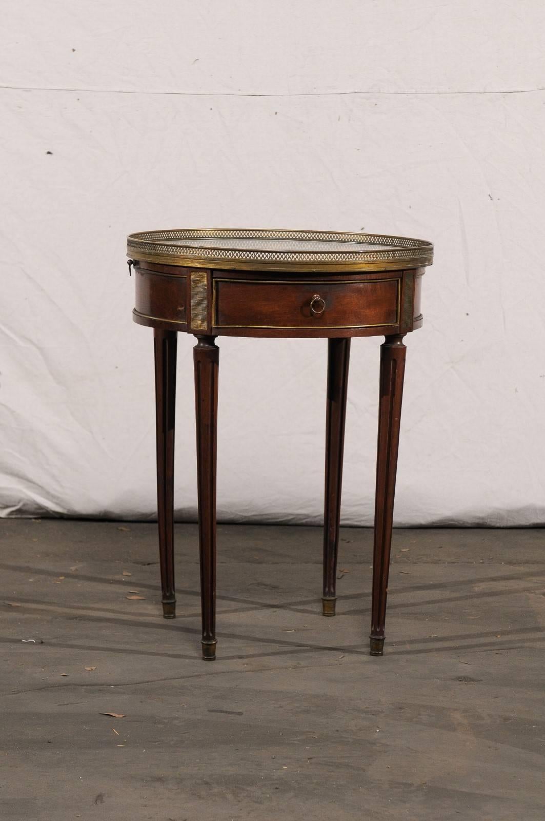 Late 19th Century circa 1890 French Walnut Marble Top Bouillote Table 1