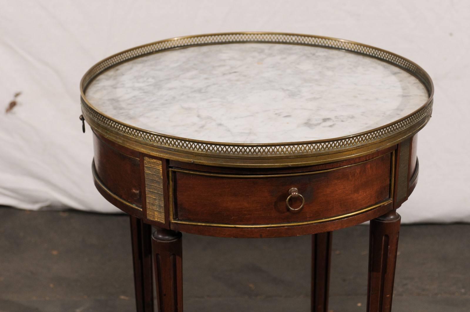 Late 19th Century circa 1890 French Walnut Marble Top Bouillote Table 2