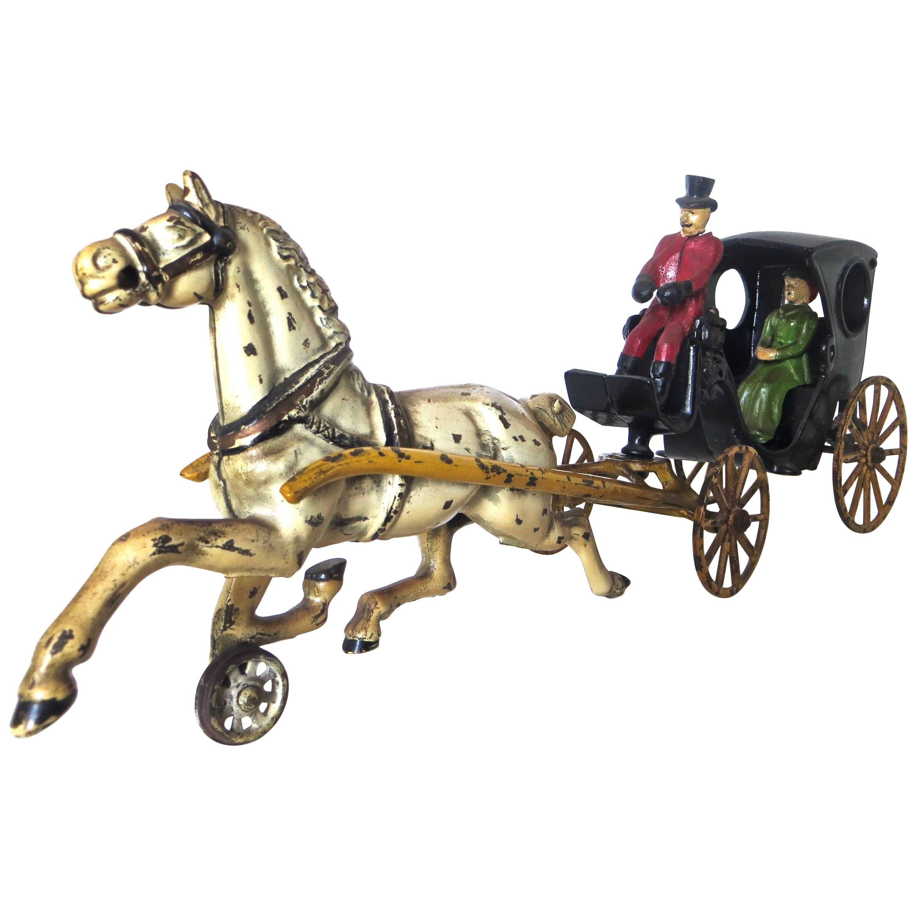 Late 19th Century "Cabriolet" Horse Drawn Hansom Cab Cast Iron Toy by Kenton