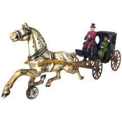 Antique Late 19th Century "Cabriolet" Horse Drawn Hansom Cab Cast Iron Toy by Kenton