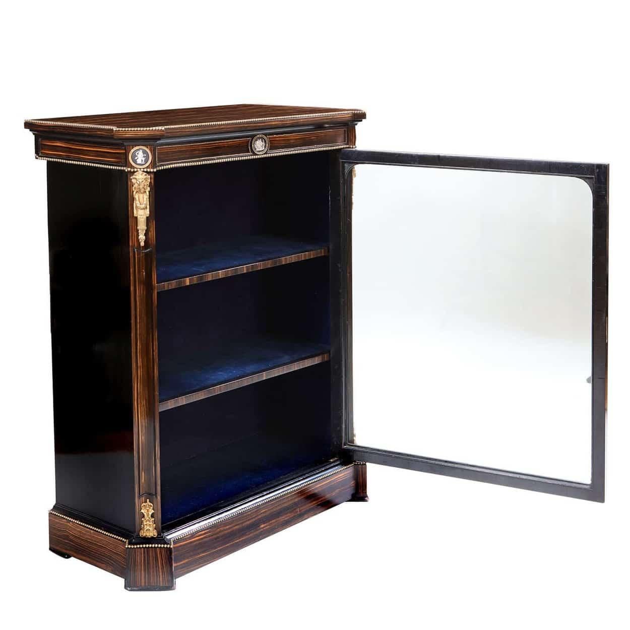 Gilt Late 19th Century Calamander Wood Glazed Cabinet For Sale