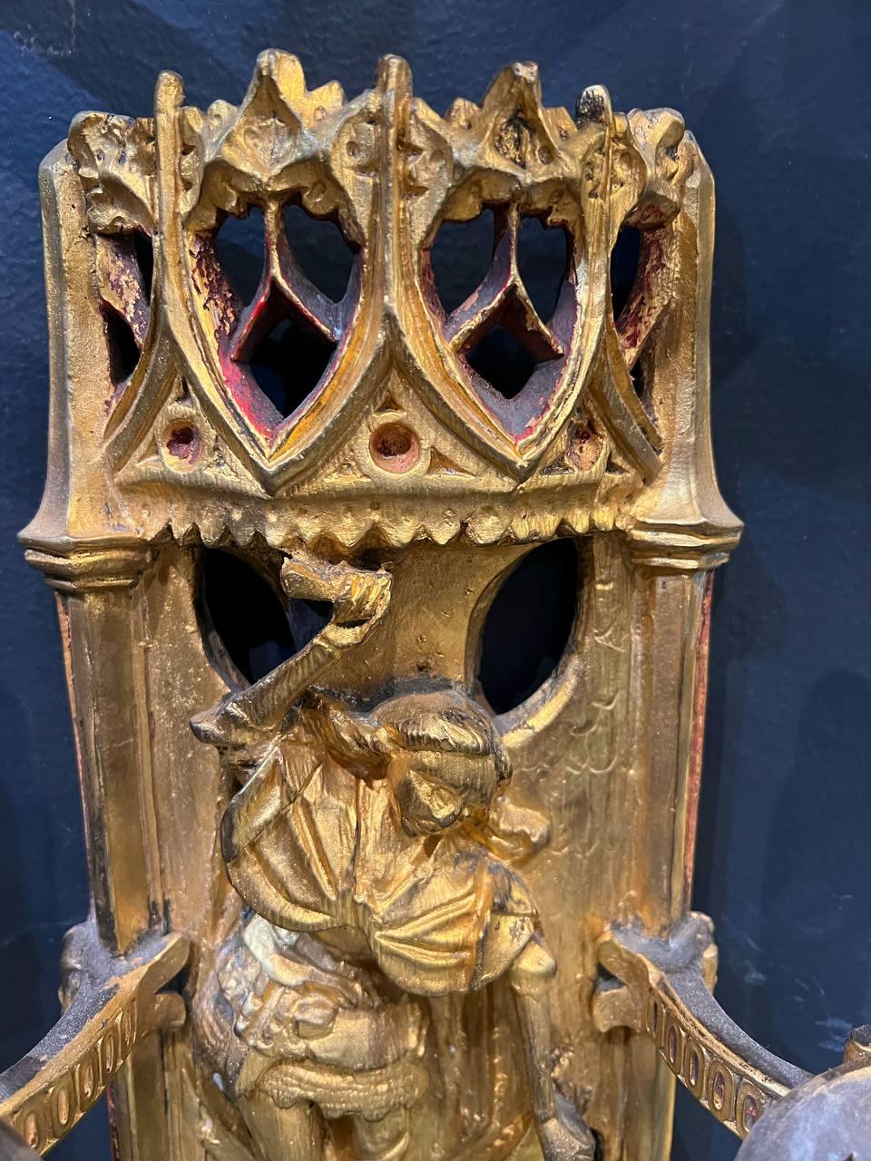Fin du 19e siècle Caldwell Appliques gothiques à motif de St. Michael Bon état - En vente à New York, NY