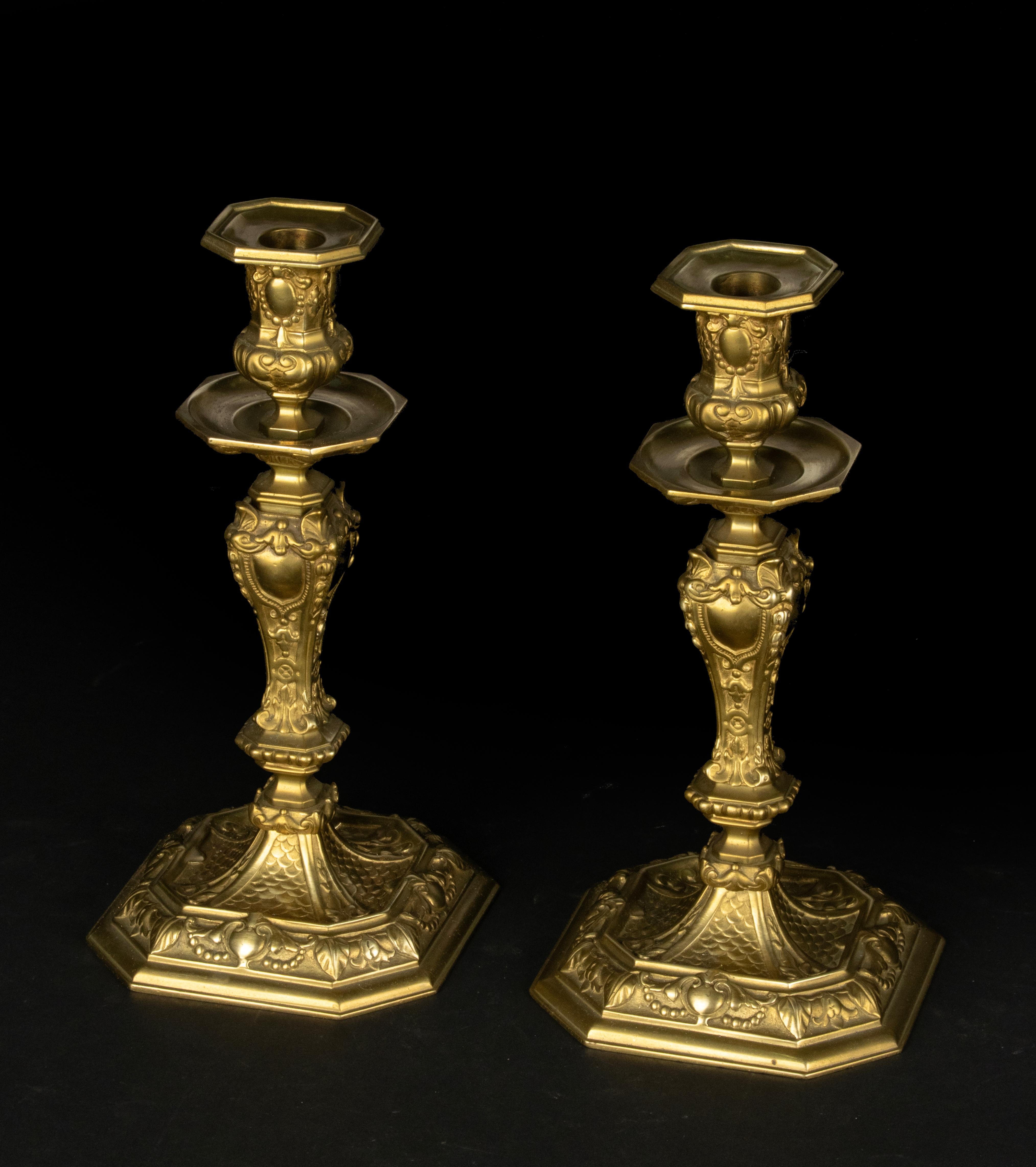 Candelieri della fine del XIX secolo - Bronzo dorato - Stile Regency in vendita 6