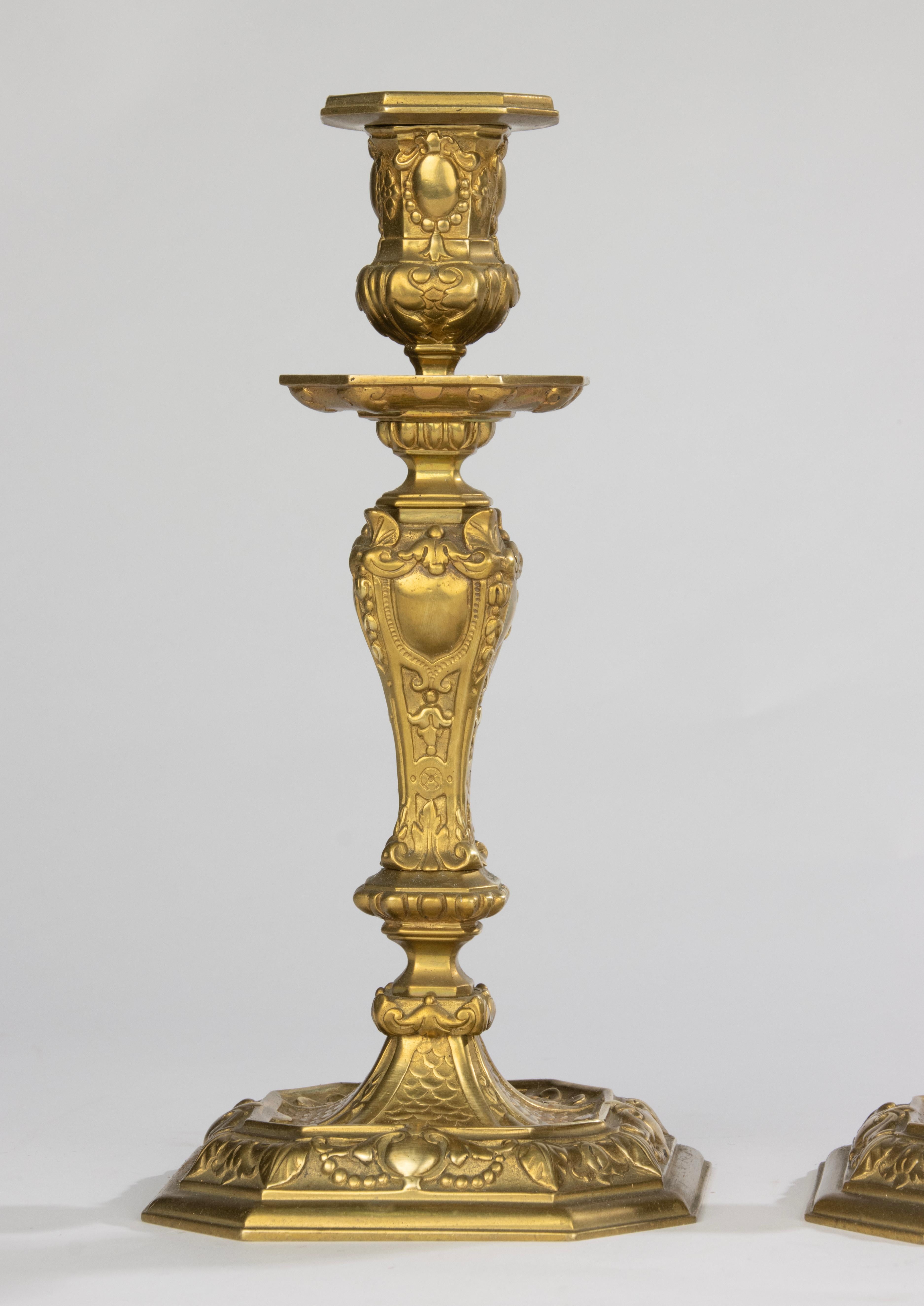 Francese Candelieri della fine del XIX secolo - Bronzo dorato - Stile Regency in vendita