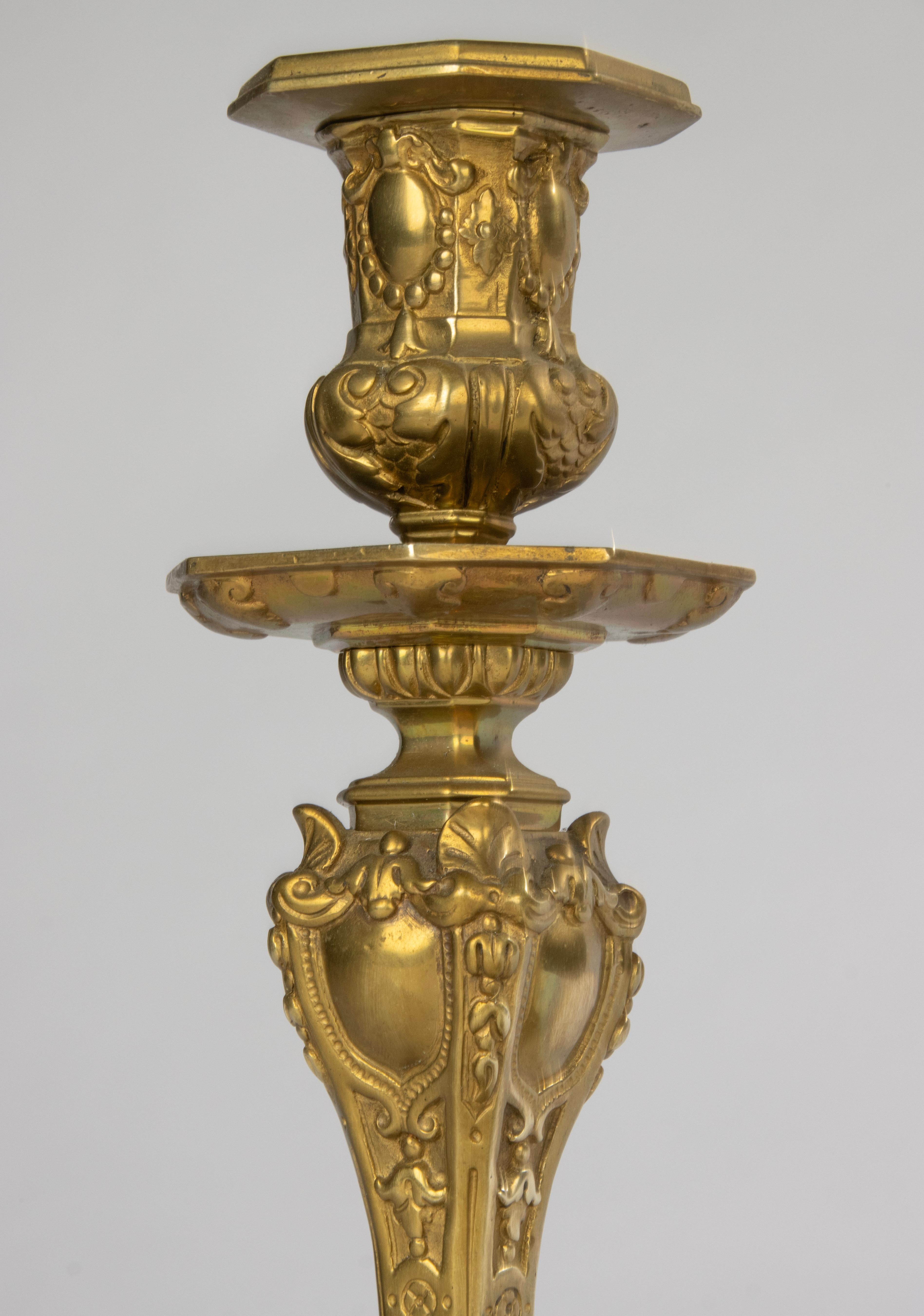 Candelieri della fine del XIX secolo - Bronzo dorato - Stile Regency in vendita 3