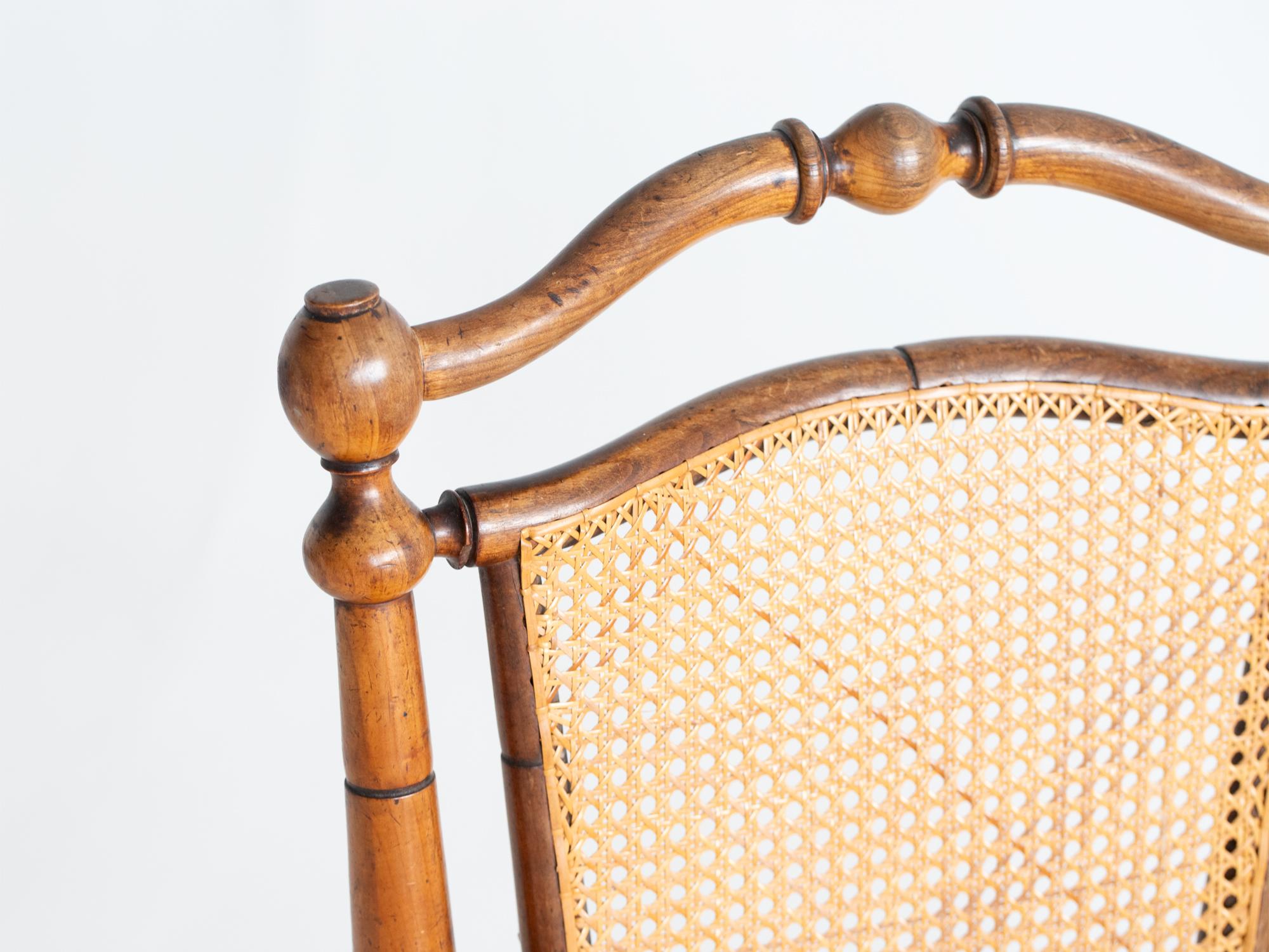 French Late 19th Century Caned Faux Bamboo Armchair For Sale