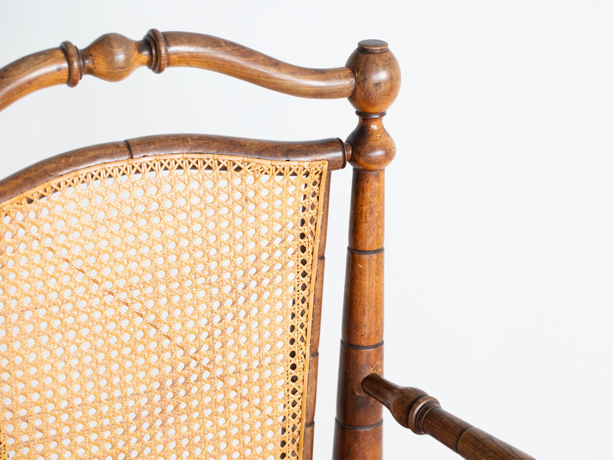 Late 19th Century Caned Faux Bamboo Armchair In Good Condition For Sale In Wembley, GB