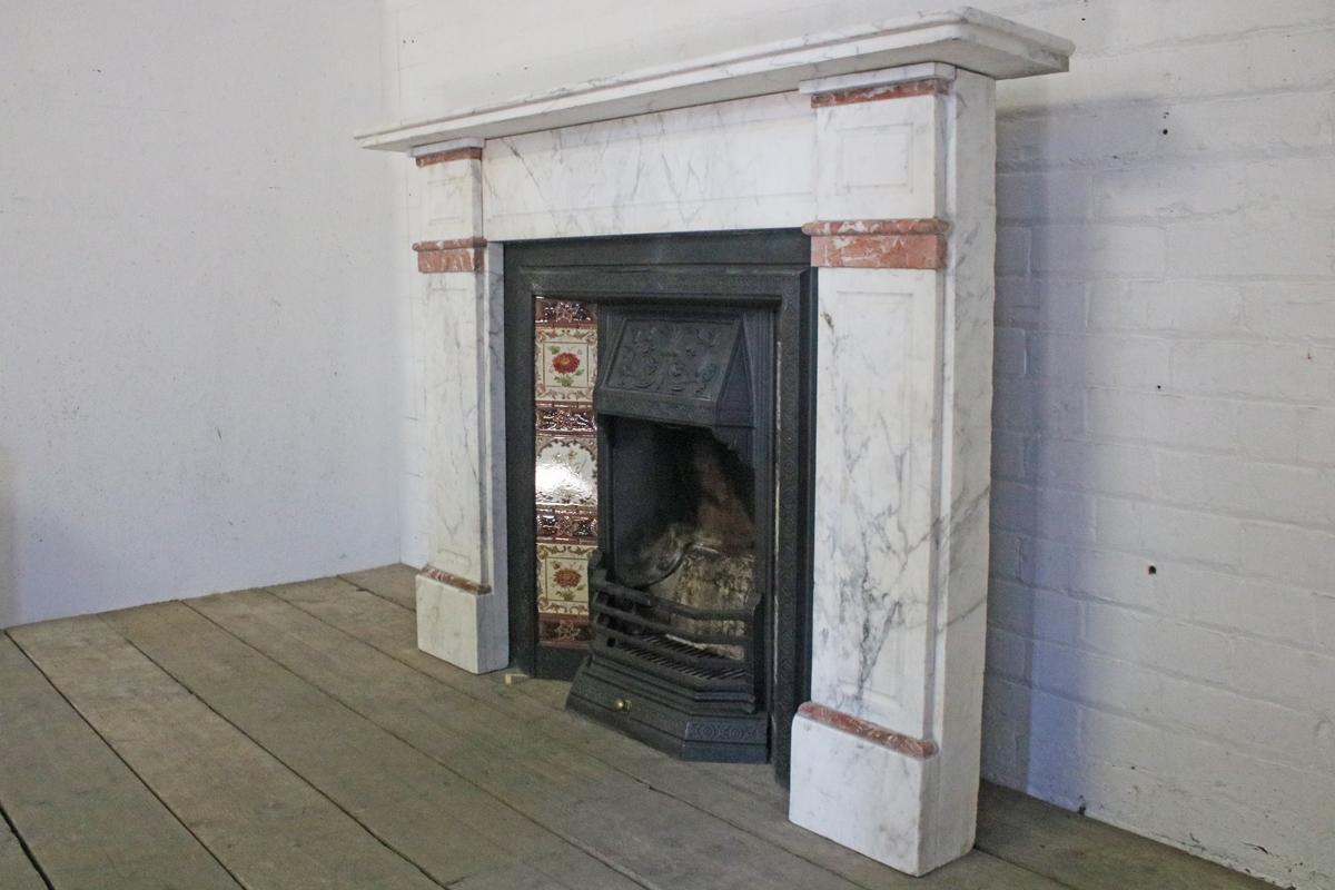 Victorian Late 19th Century Carrara Marble Fireplace Surround
