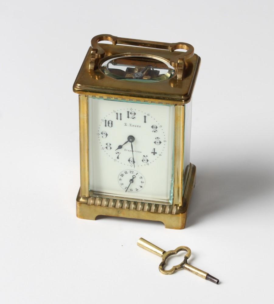 Late 19th Century Carriage Clock, Pendulette de Voyage, sig. Strasbourg, France 7