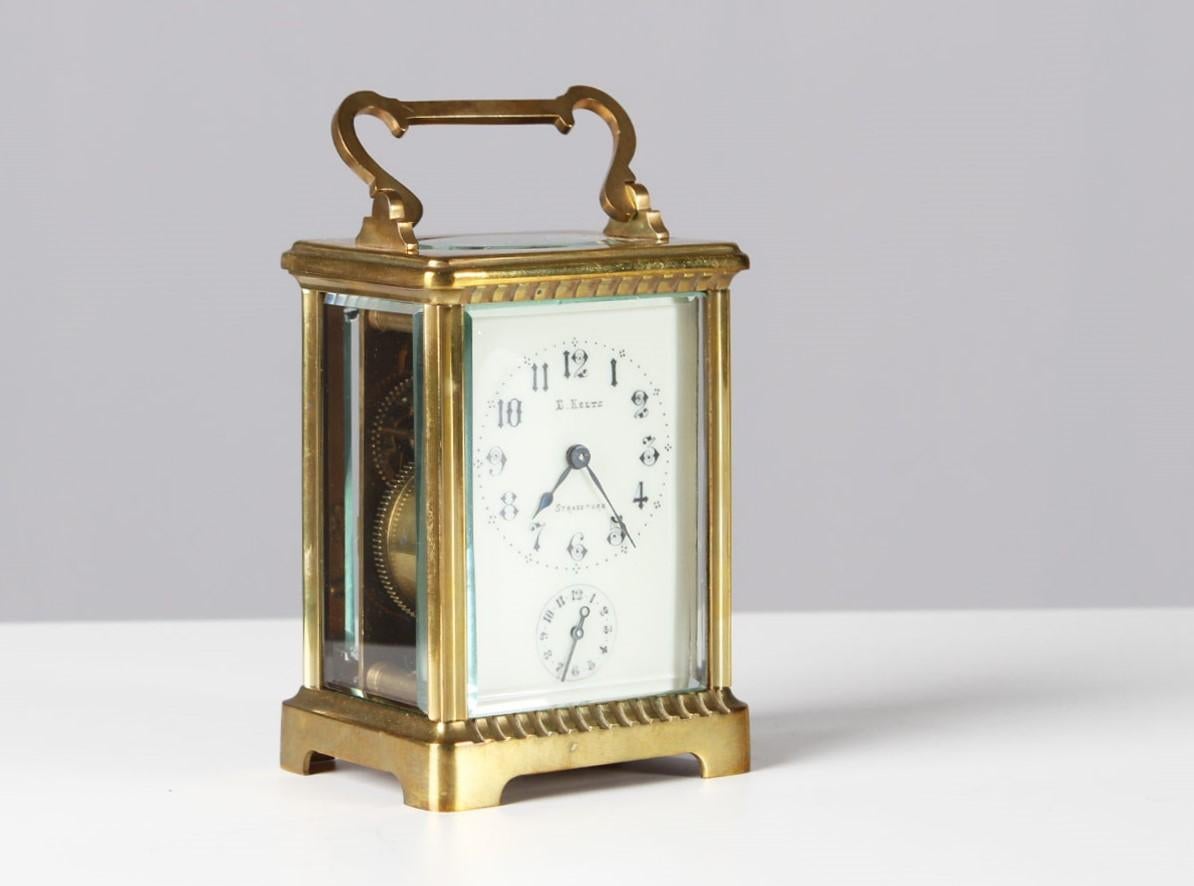 Late 19th Century Carriage Clock, Pendulette de Voyage, sig. Strasbourg, France In Good Condition In Greven, DE