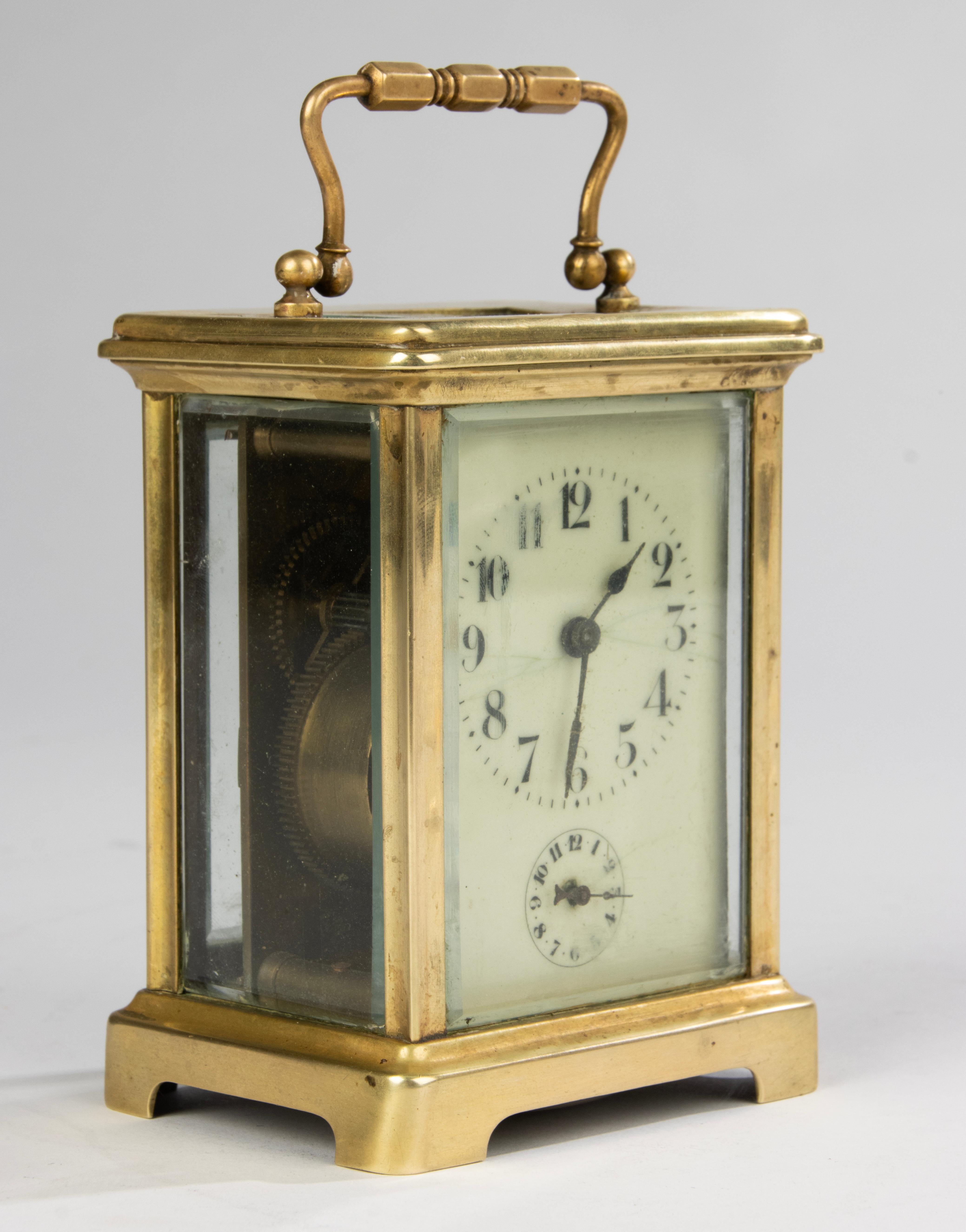 Reloj de viaje de carruaje de finales del siglo XIX con alarma - Latón en Bueno estado para la venta en Casteren, Noord-Brabant