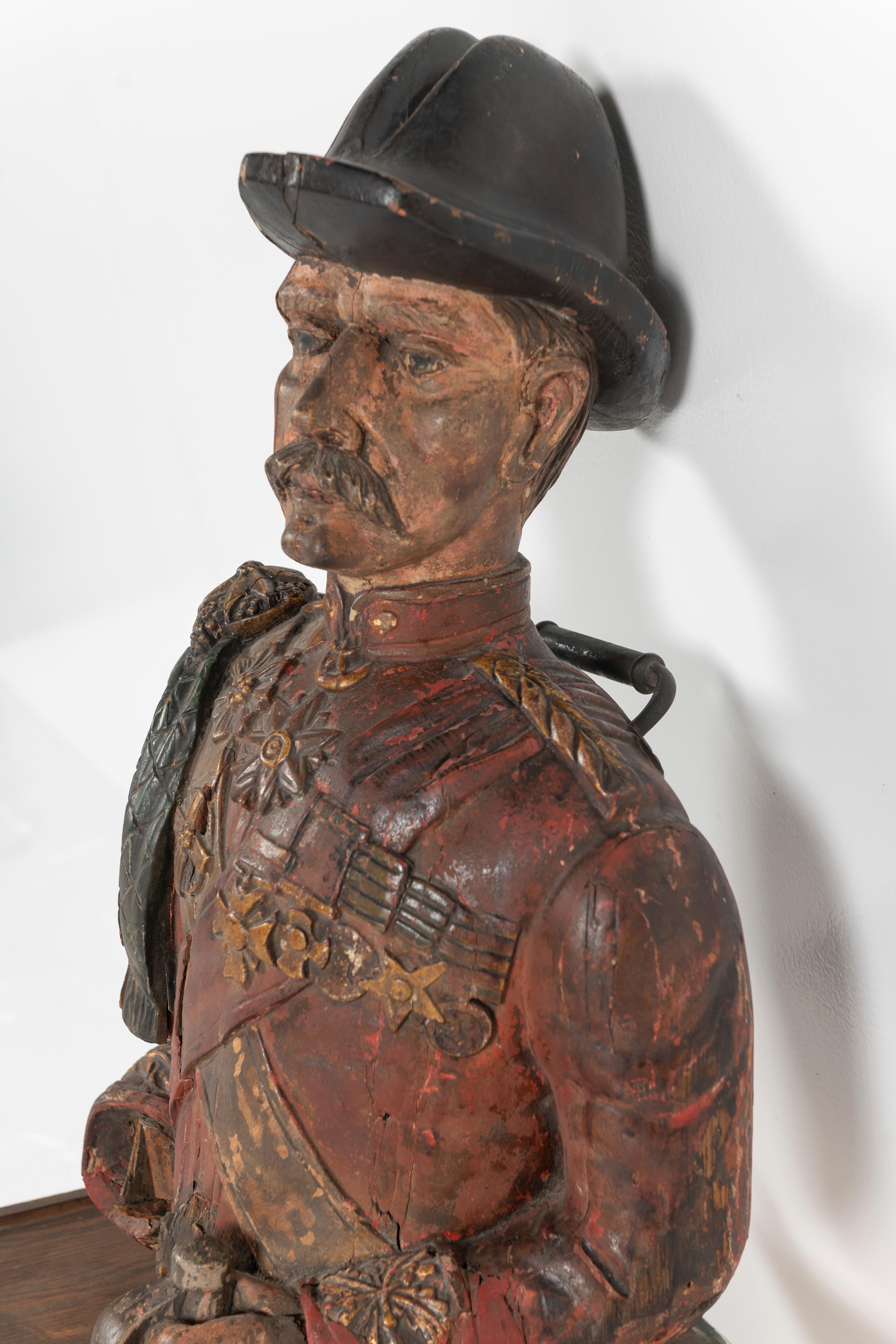 Late 19th Century Carved and Painted Figural Bust, England In Good Condition For Sale In San Francisco, CA