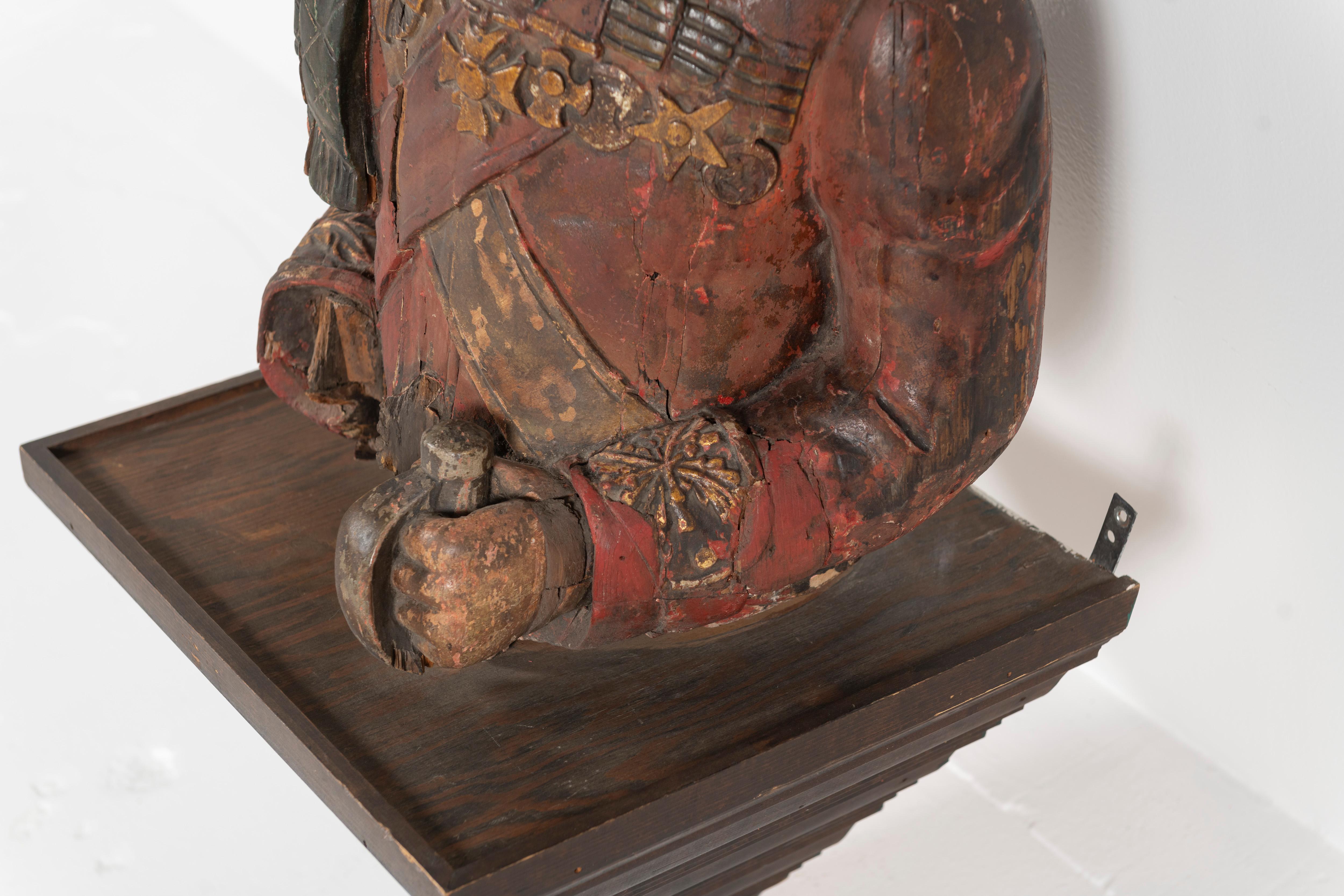 Late 19th Century Carved and Painted Figural Bust, England For Sale 2