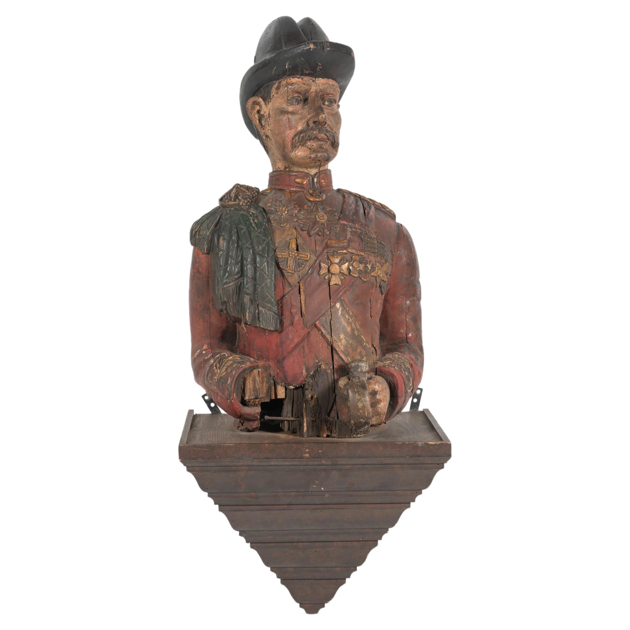 Late 19th Century Carved and Painted Figural Bust, England For Sale
