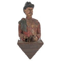 Antique Late 19th Century Carved and Painted Figural Bust, England