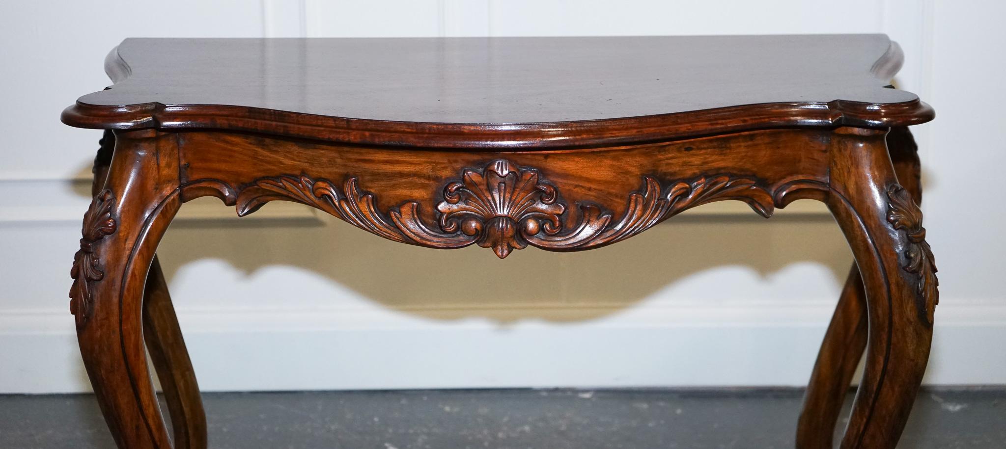 Hand-Crafted Late 19th Century Carved French Hall Stand Console Table with Cabriole Legs For Sale