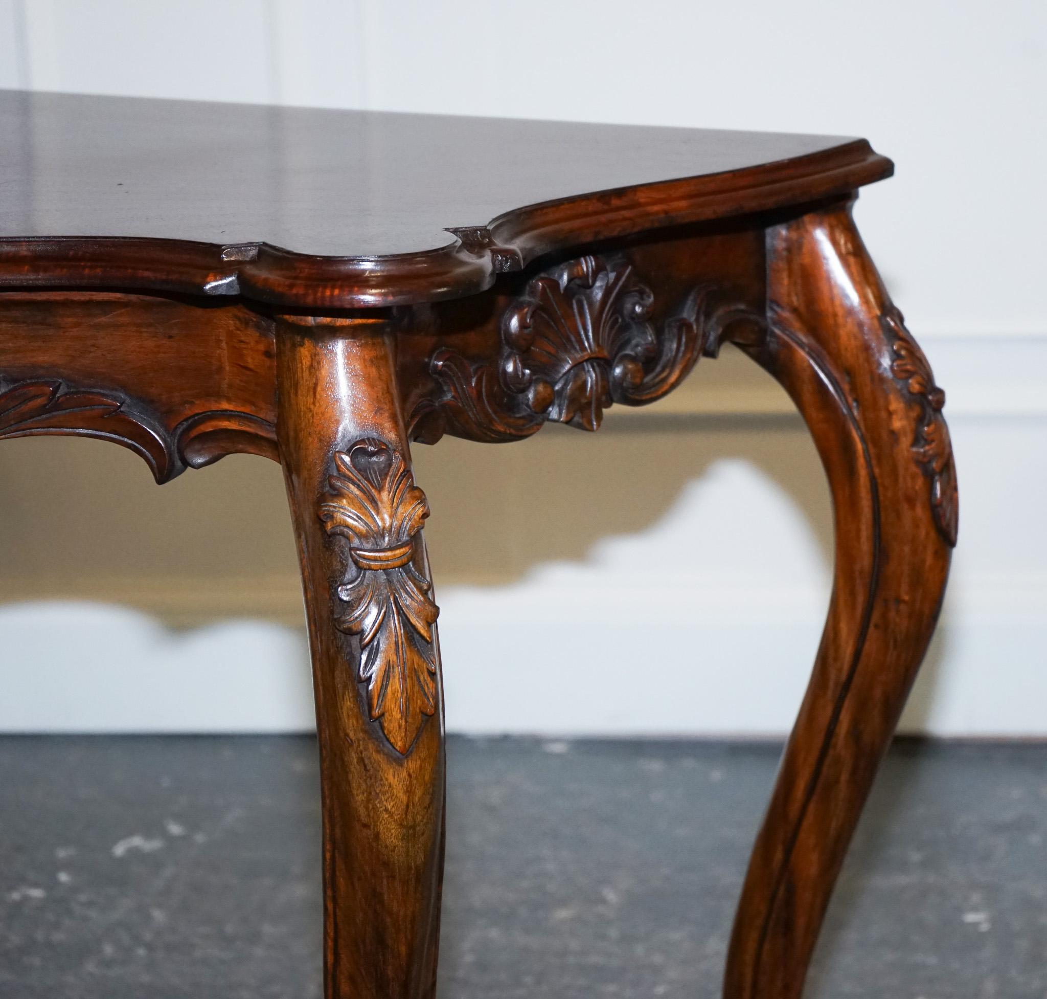 Hardwood Late 19th Century Carved French Hall Stand Console Table with Cabriole Legs For Sale