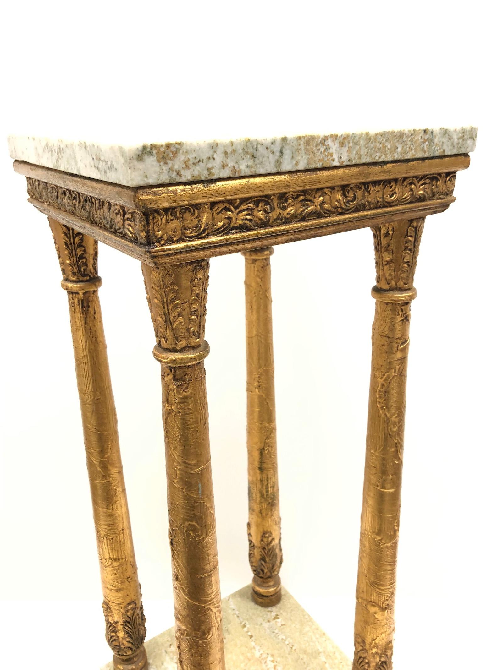 Late 19th Century Carved Gilt wood Tole ware Console Pedestal Table German 5