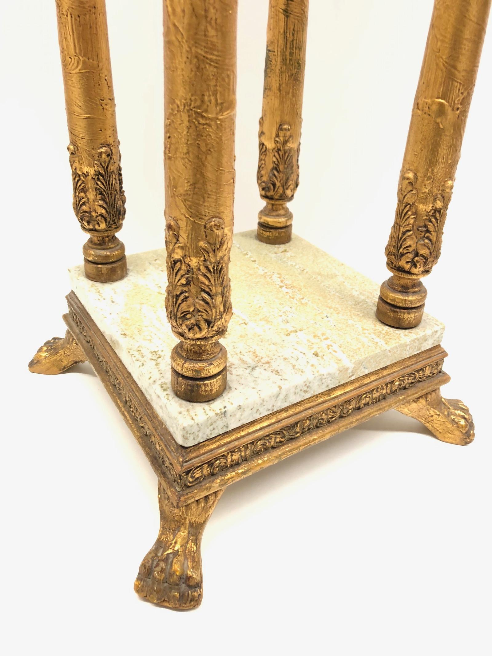 Late 19th Century Carved Gilt wood Tole ware Console Pedestal Table German 6