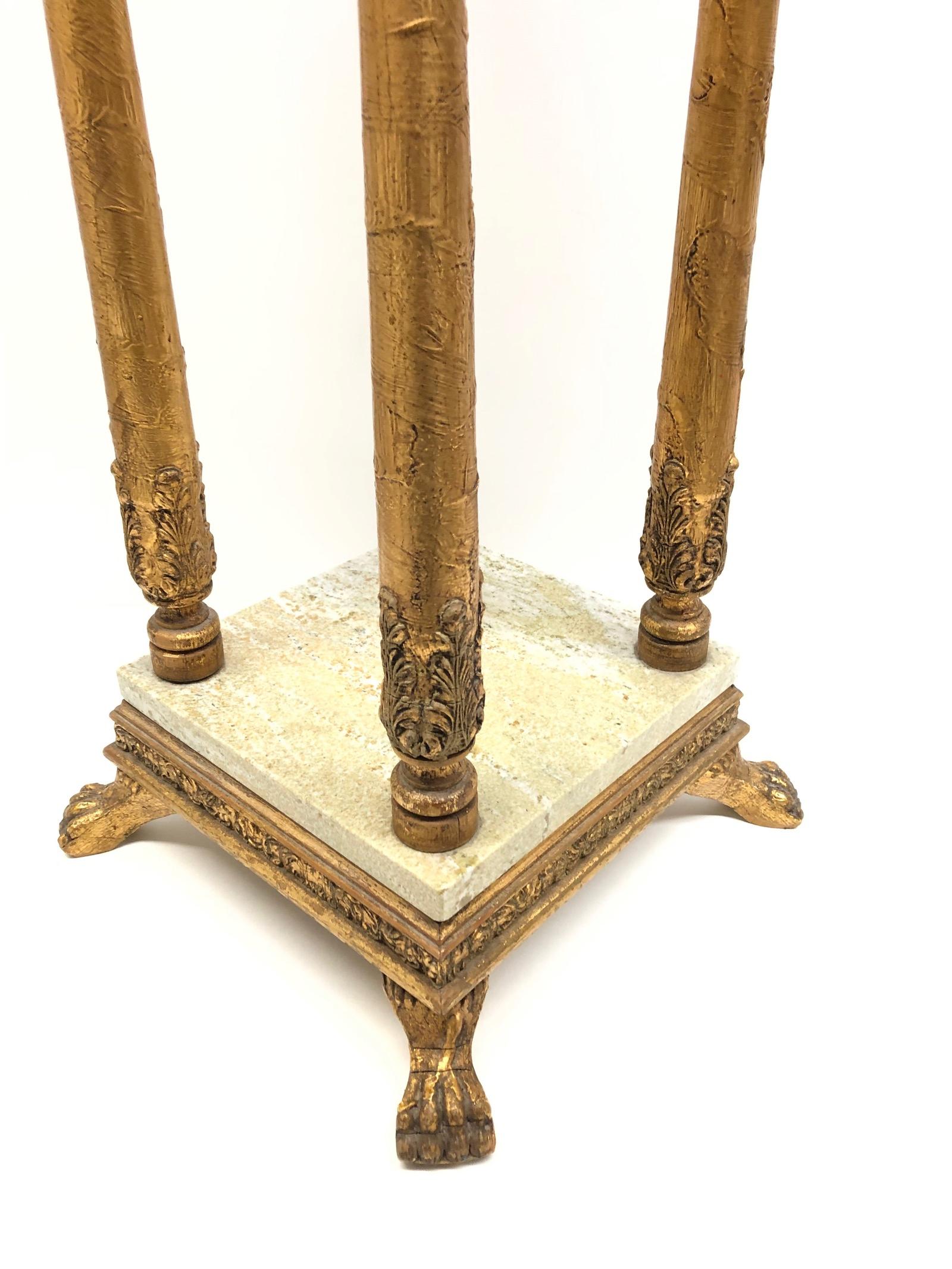 Late 19th Century Carved Gilt wood Tole ware Console Pedestal Table German In Good Condition In Nuernberg, DE