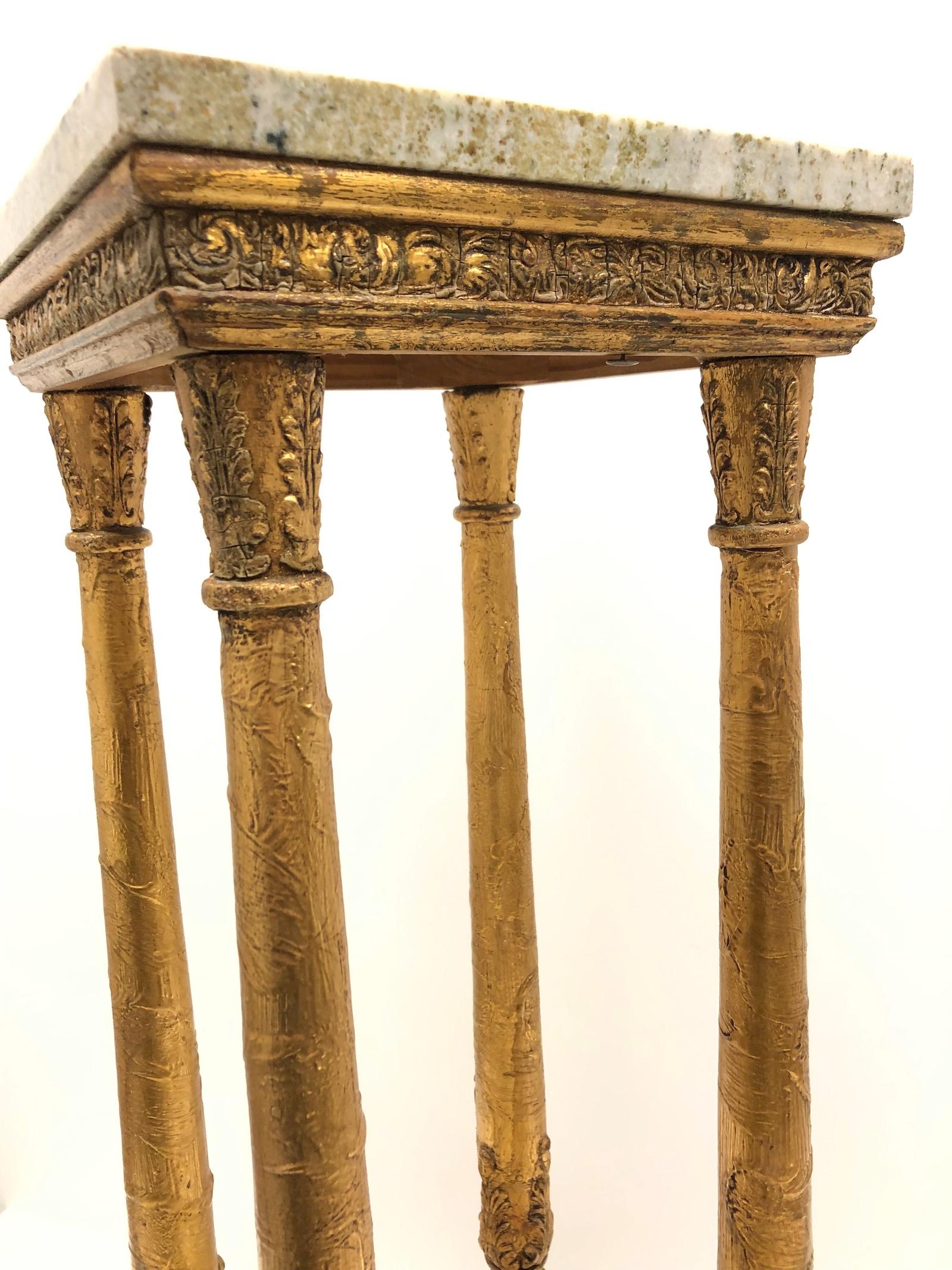 Late 19th Century Carved Gilt wood Tole ware Console Pedestal Table German 1