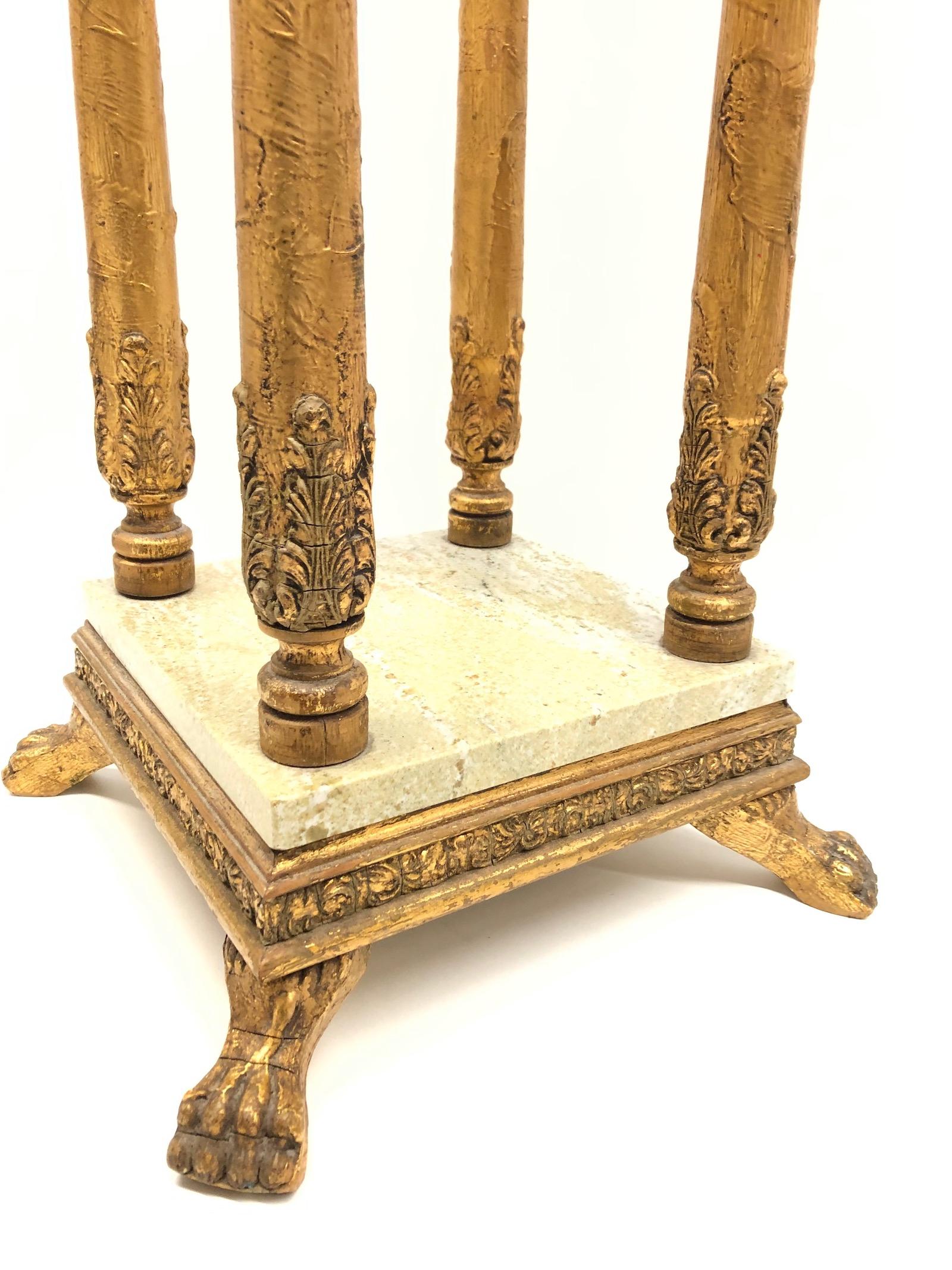 Late 19th Century Carved Gilt wood Tole ware Console Pedestal Table German 2