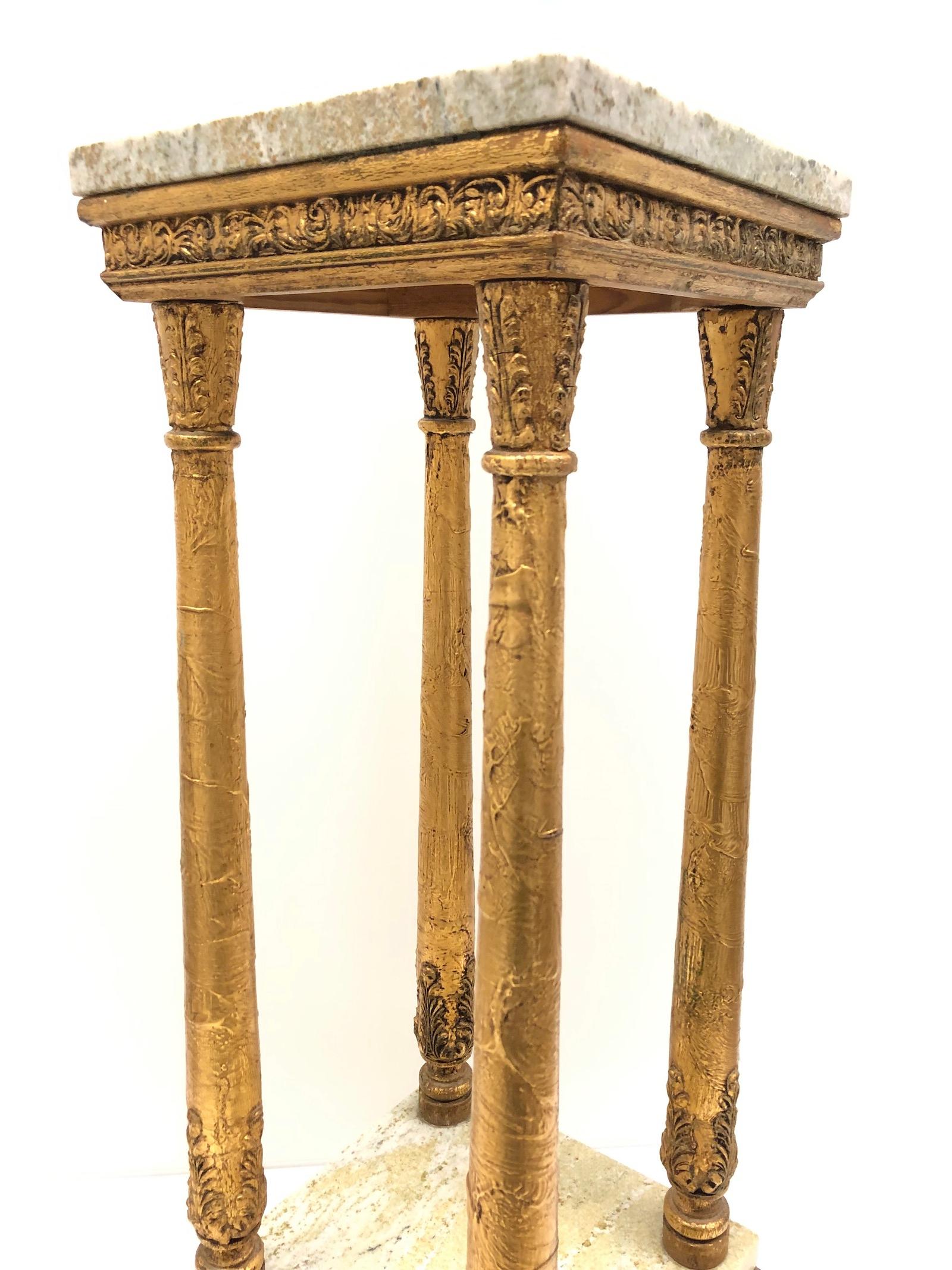 Late 19th Century Carved Gilt wood Tole ware Console Pedestal Table German 3