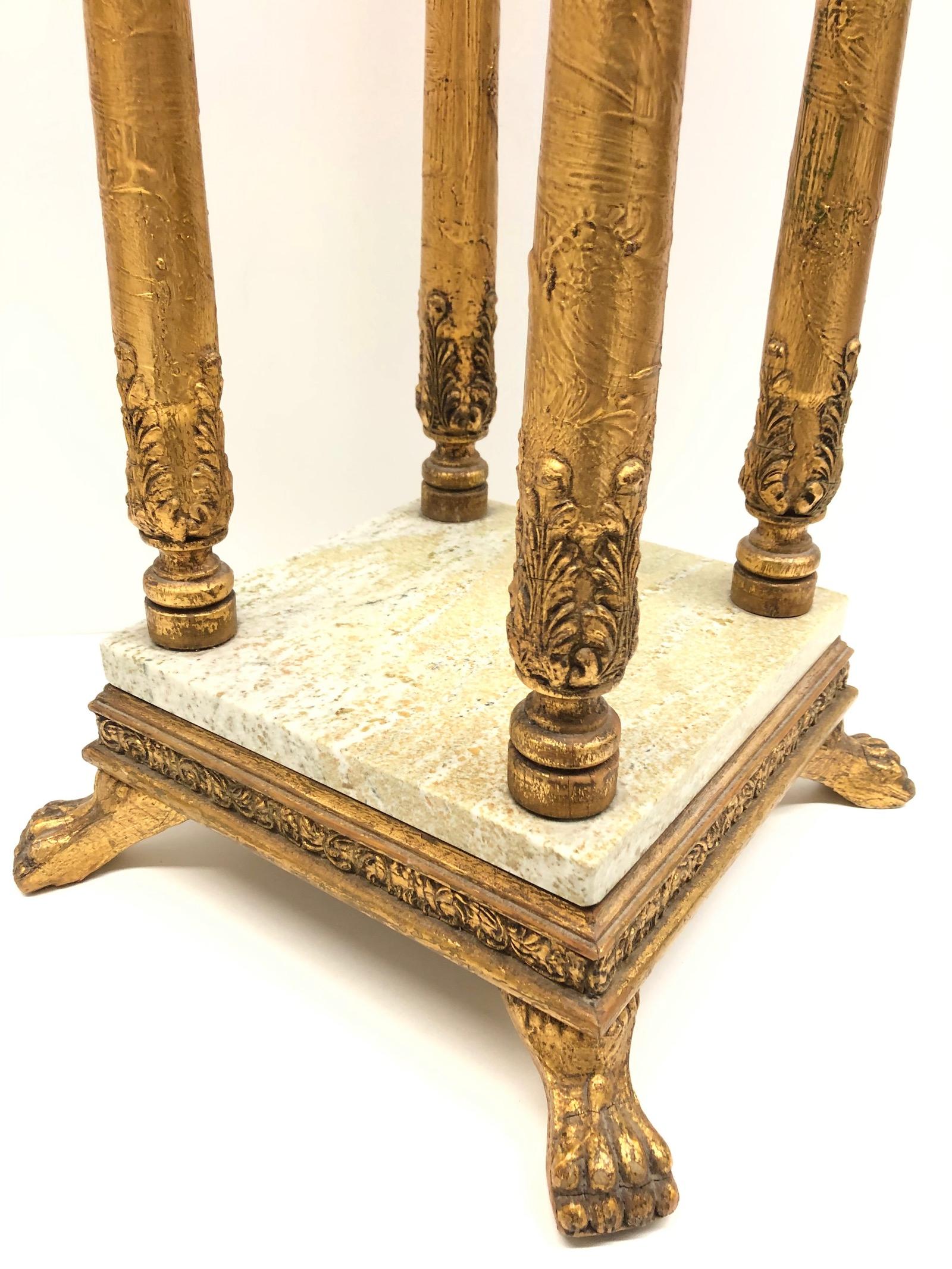 Late 19th Century Carved Gilt wood Tole ware Console Pedestal Table German 4