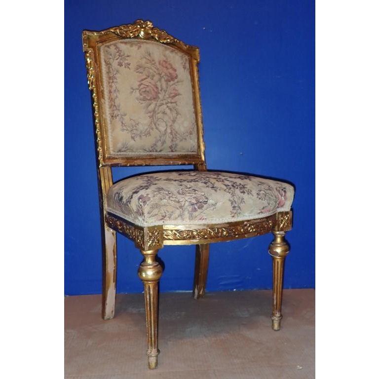 Louis XVI Late 19th Century Carved Giltwood Side Chair