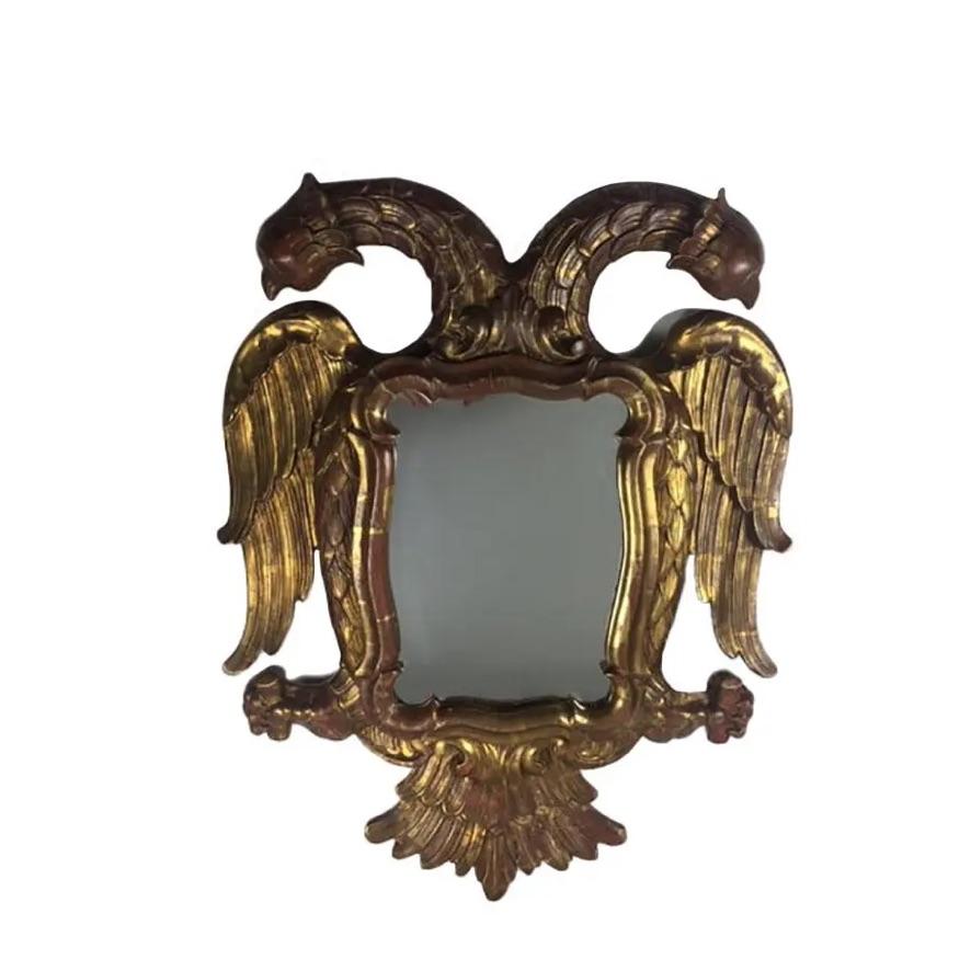Late 19th Century Carved Giltwood Two-headed-eagle Wall Mirror For Sale 2