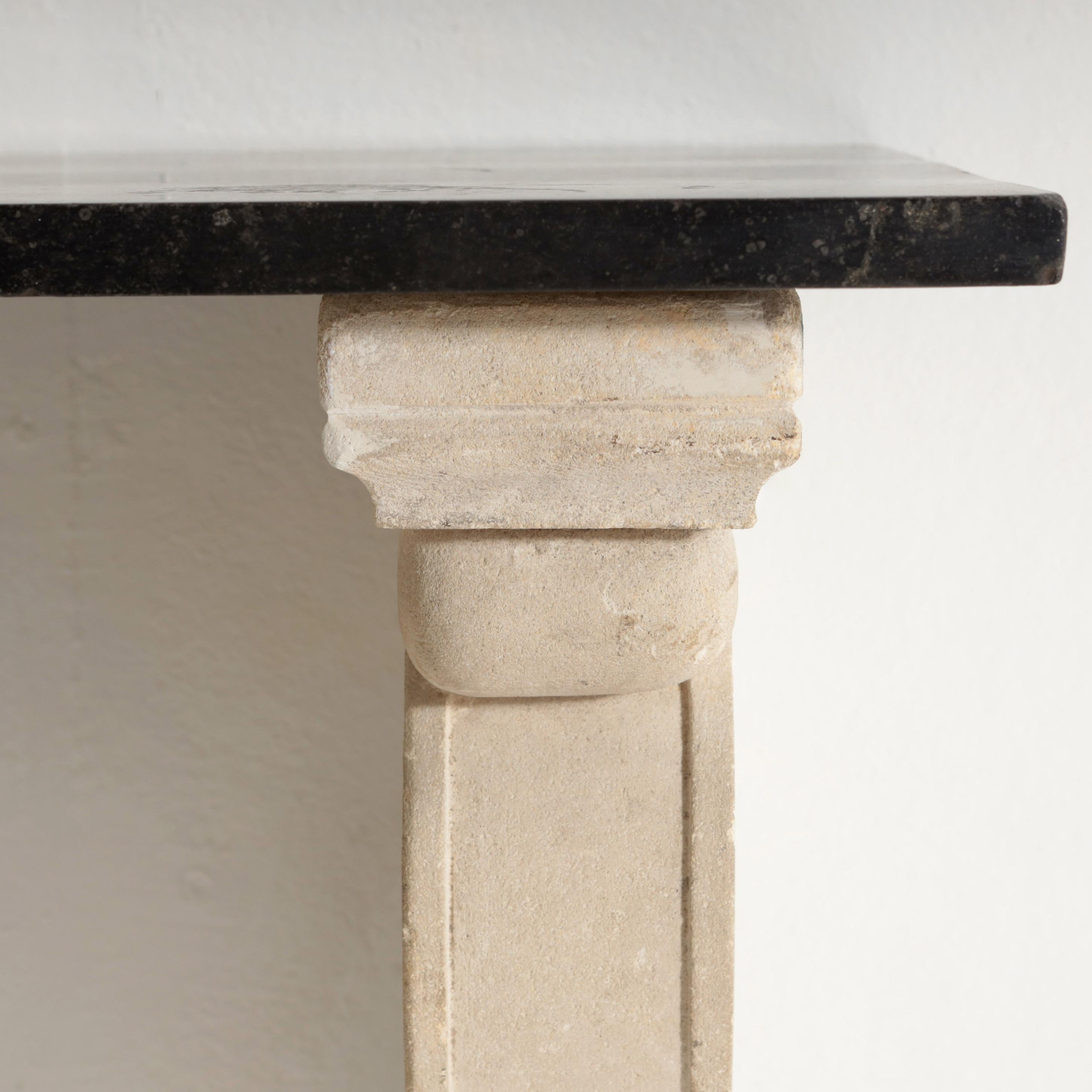 Late 19th Century Carved Limestone and Black Marble Console For Sale 3
