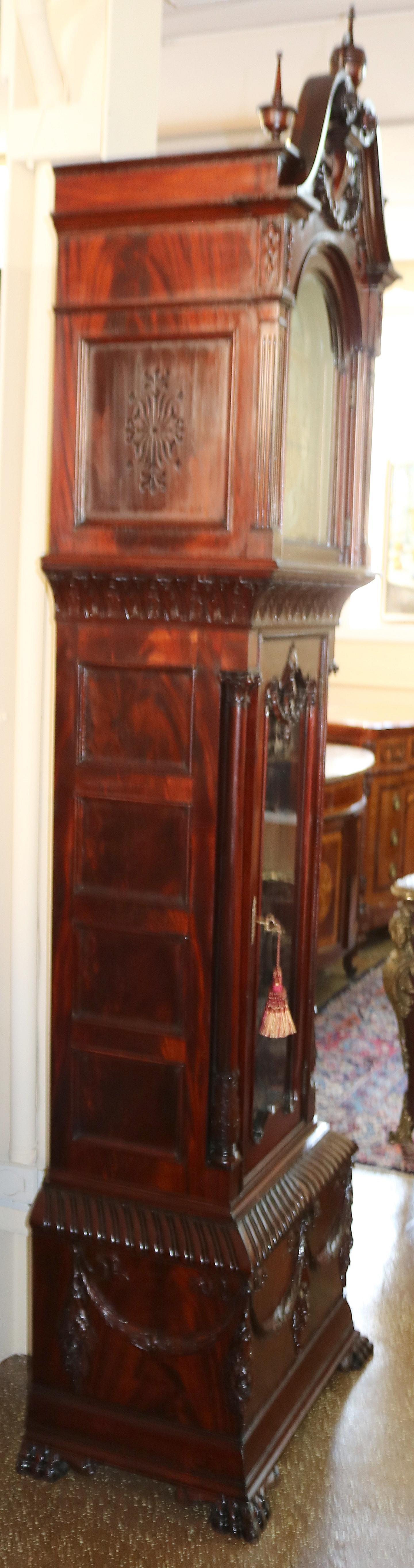Late 19th Century Carved Mahogany 9 Tube Musical Tall Case Grandfather Clock 2