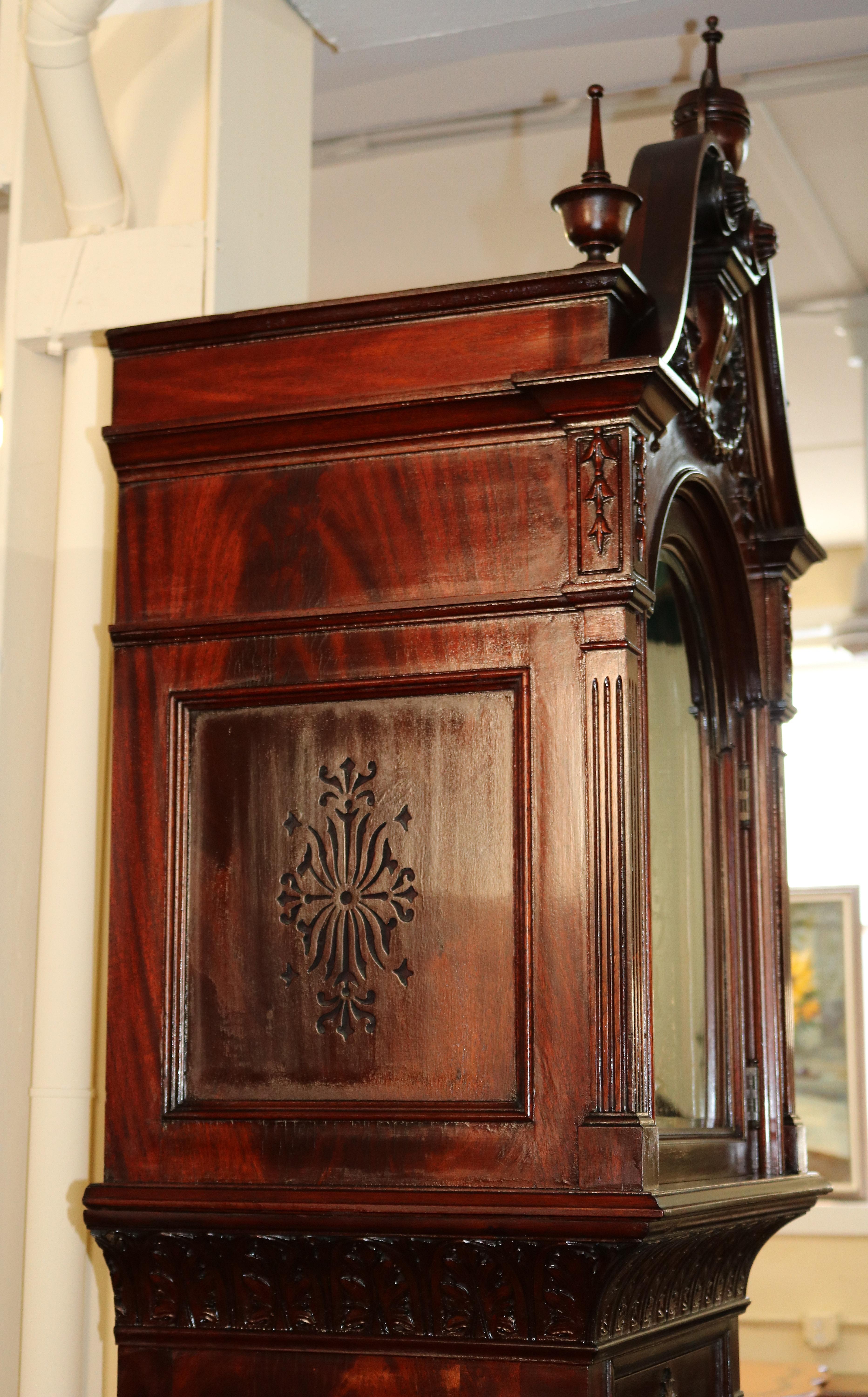 Late 19th Century Carved Mahogany 9 Tube Musical Tall Case Grandfather Clock 3