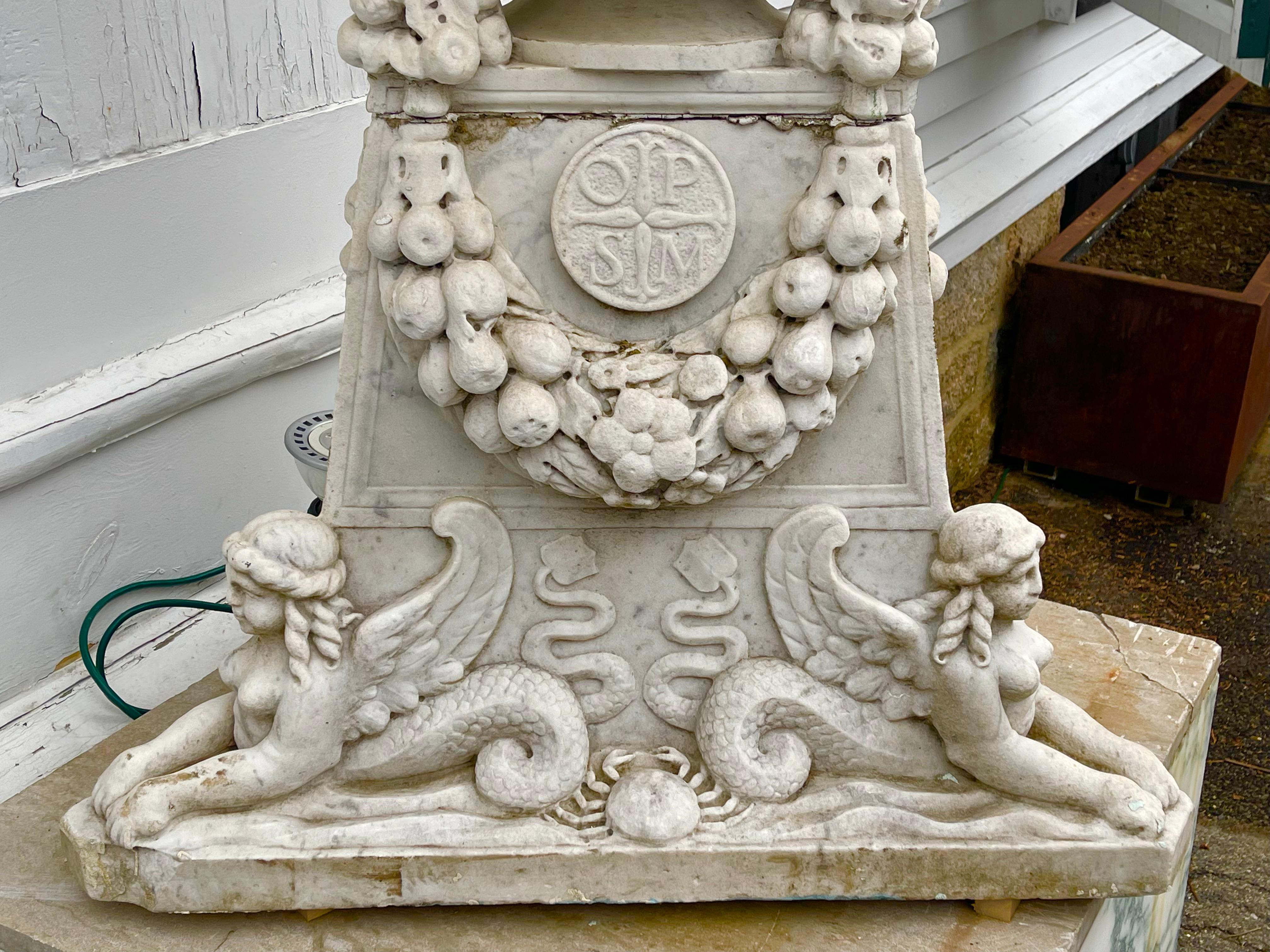 American Late 19th Century Carved Marble Fountain by Edward F. Caldwell & Co.