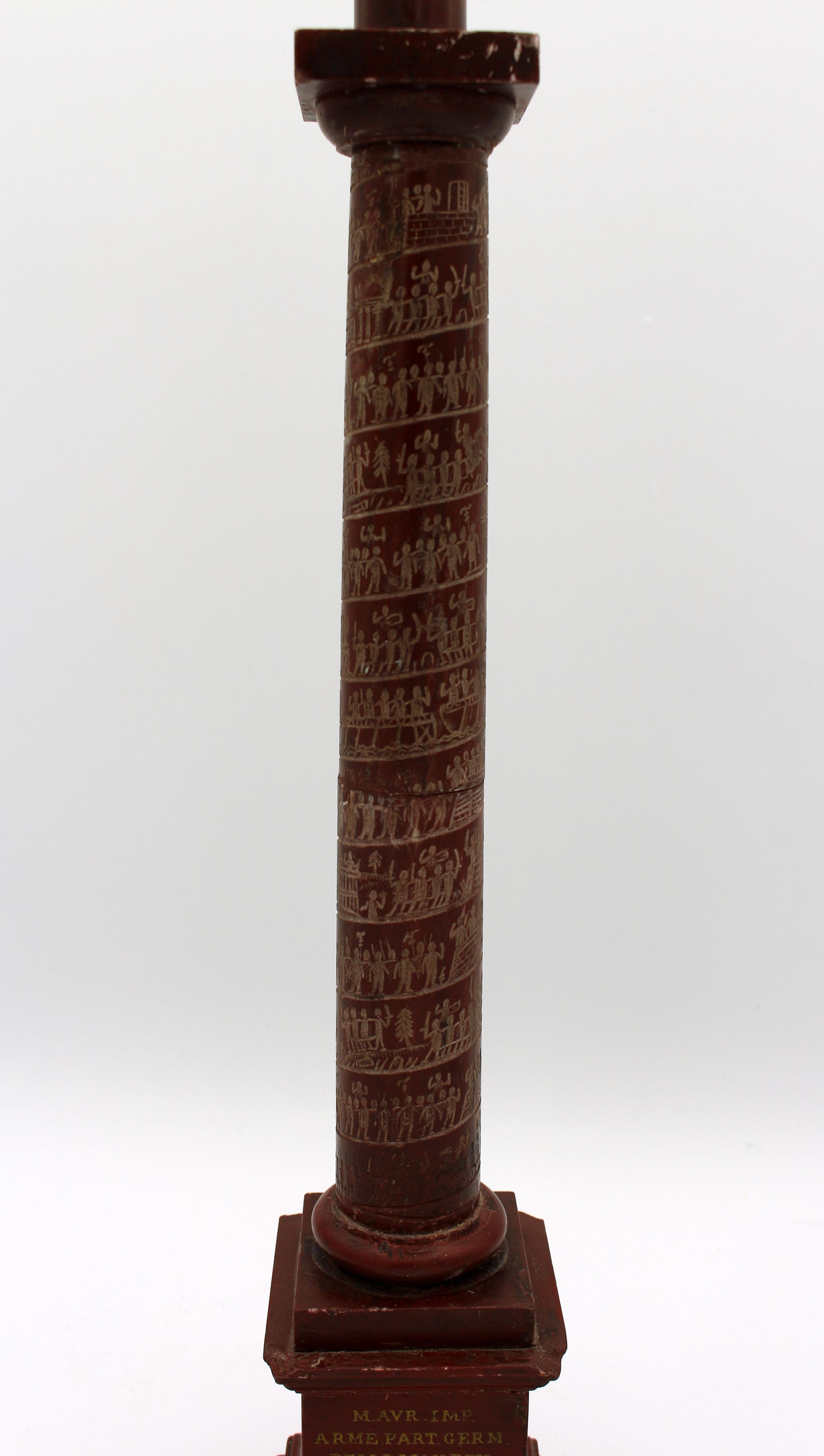 Late 19th Century Carved Miniature of Trajan's Column In Good Condition In Chapel Hill, NC
