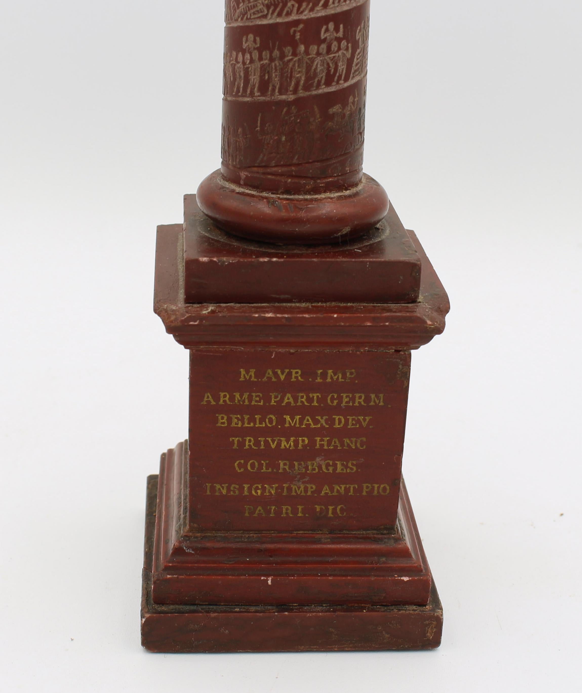 Porphyry Late 19th Century Carved Miniature of Trajan's Column