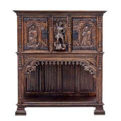 Late 19th Century Carved Oak Gothic Revival Buffet