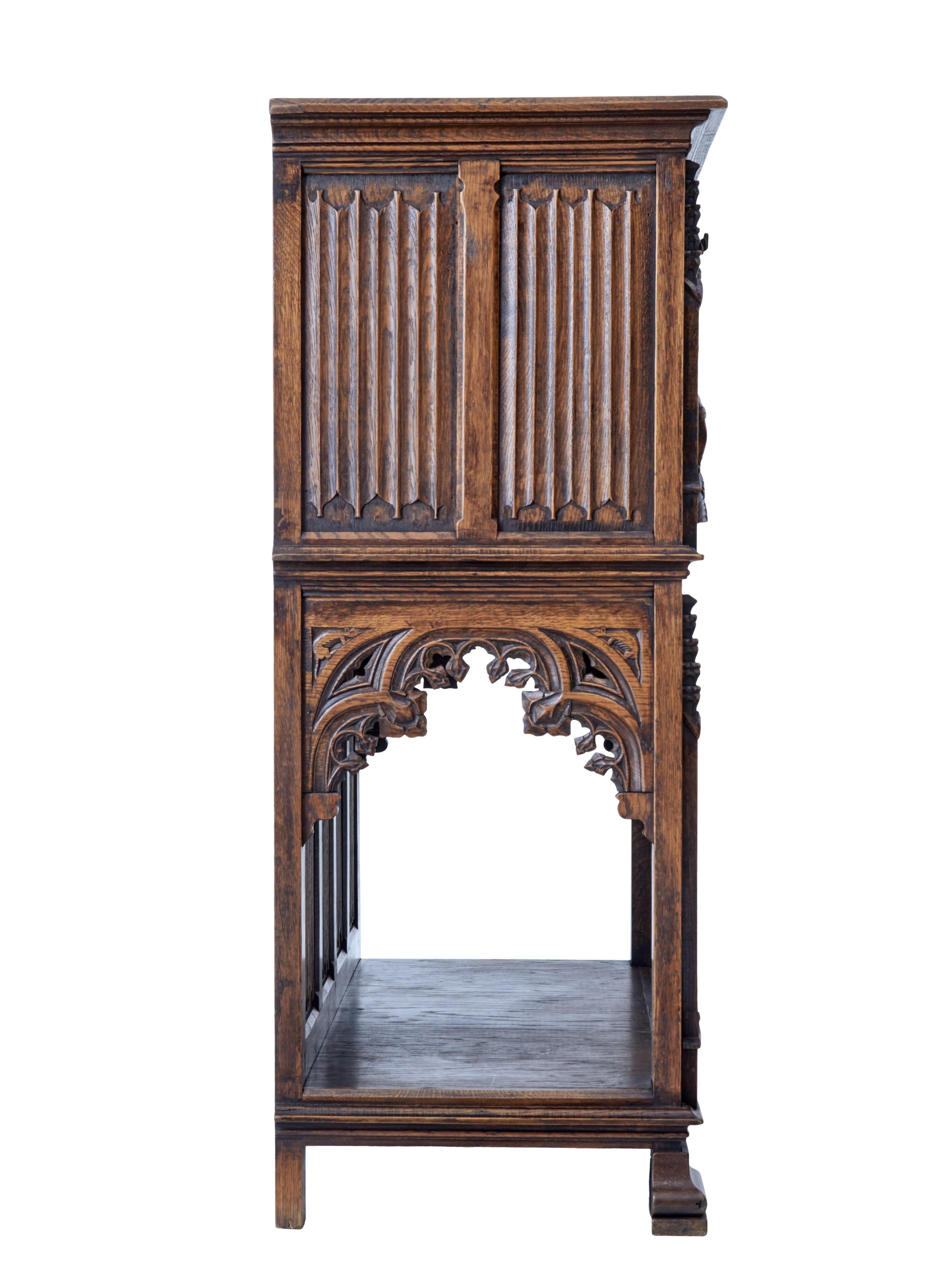 Late 19th Century Carved Oak Gothic Revival Buffet (Belgisch)