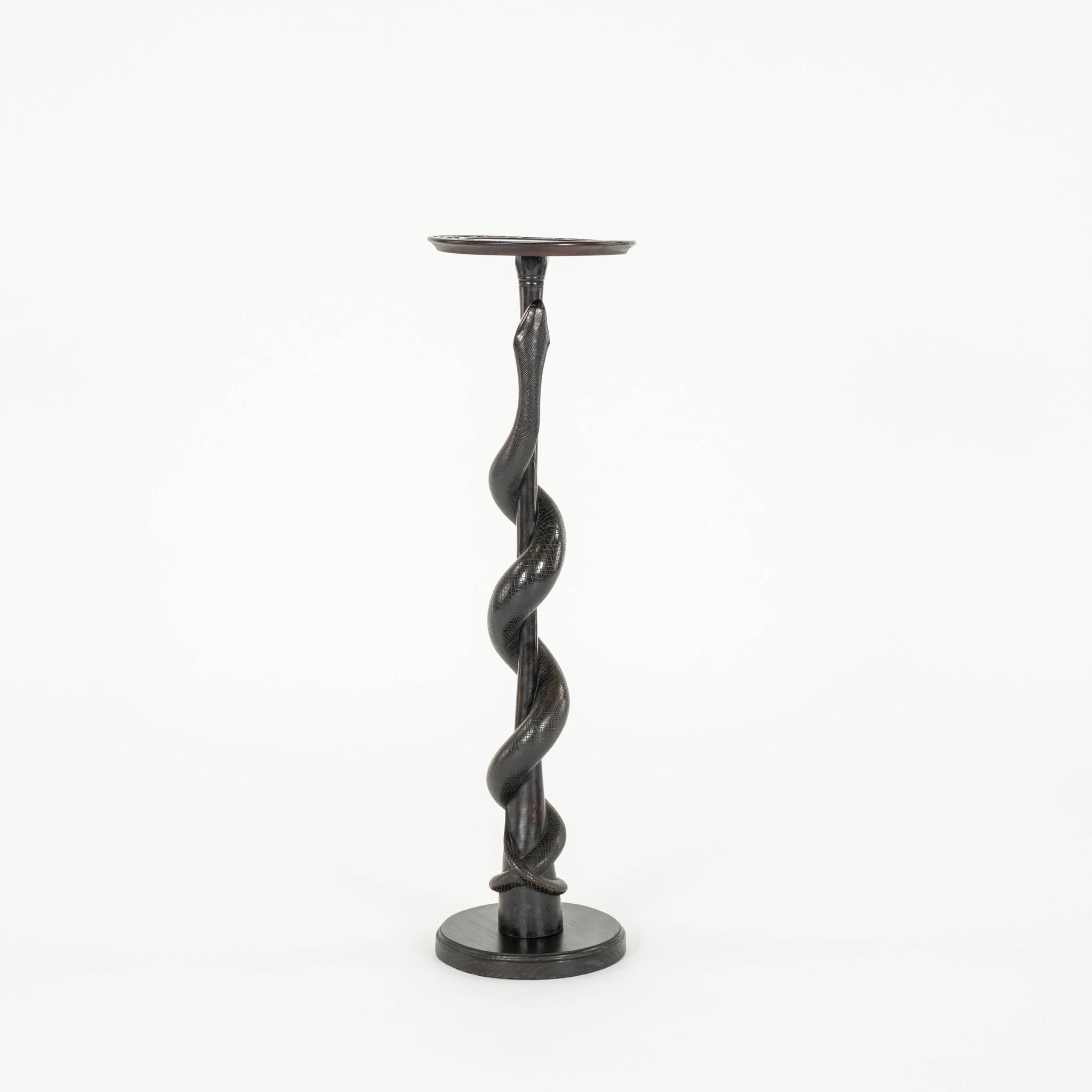Hand-Carved Late 19th Century Carved Snake Serpent Pedestal Table