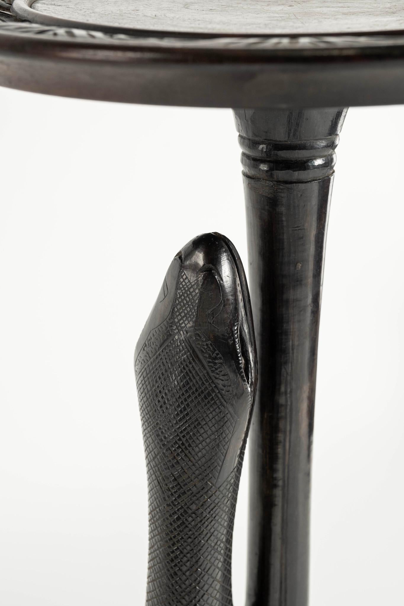 Late 19th Century Carved Snake Serpent Pedestal Table In Good Condition In Houston, TX