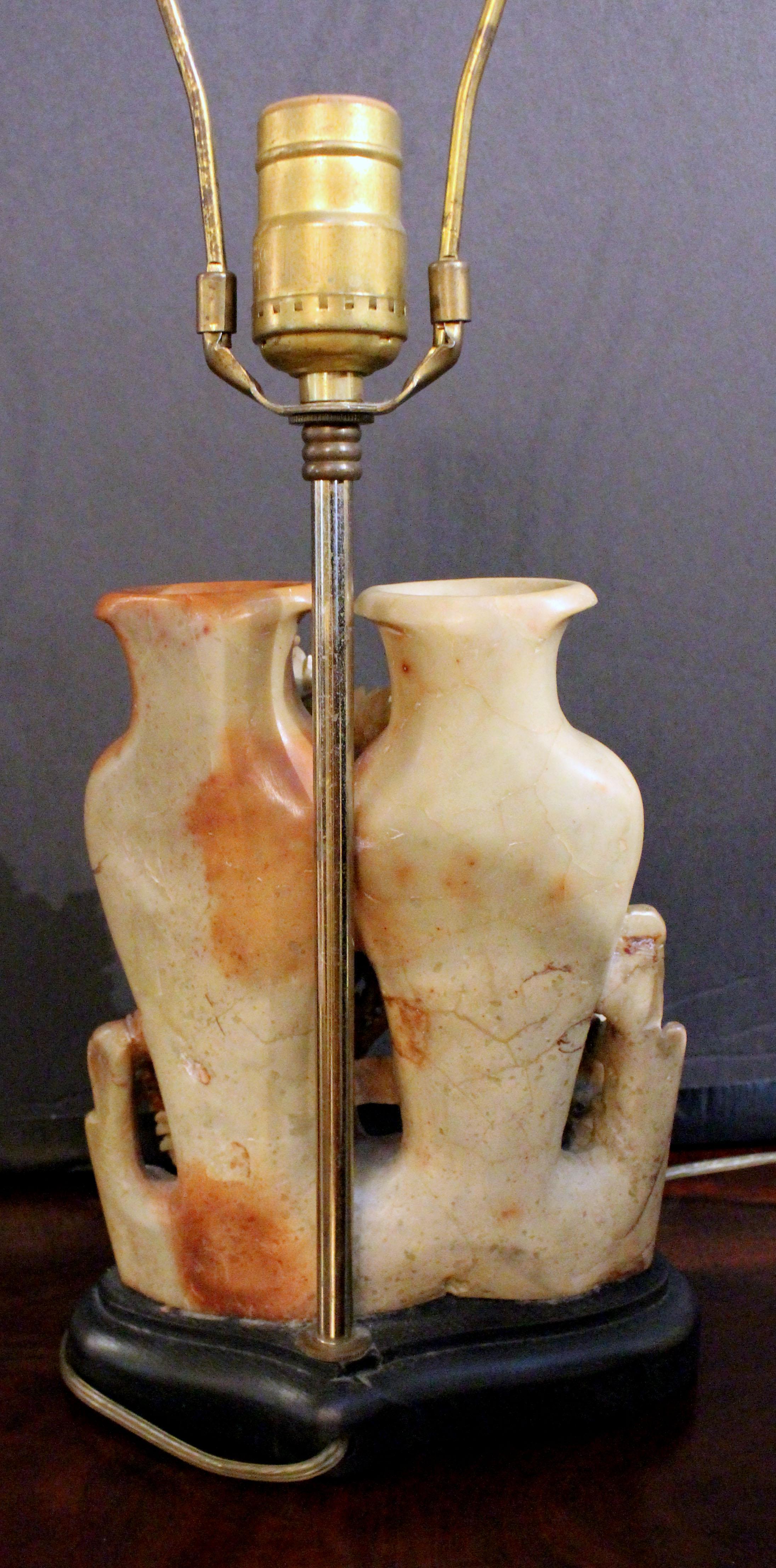 Late 19th Century Carved Soapstone Double Vase Made into a Lamp, Chinese 2