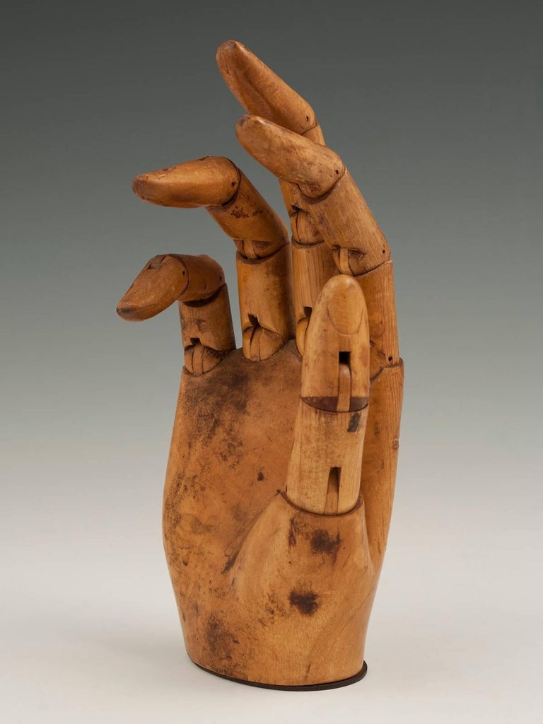 Late 19th Century Carved Wood Articulated Mannequin Hand at 1stDibs