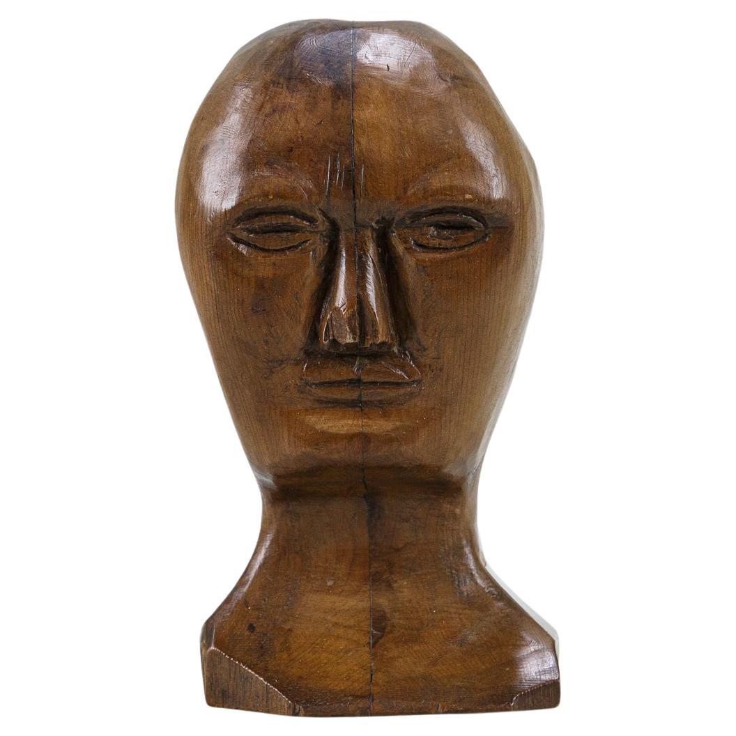 Late 19th Century Carved Wood Marotte Head