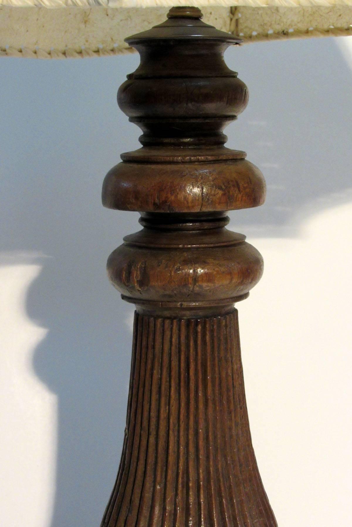 Indian Late 19th Century Carved Wooden Lamps